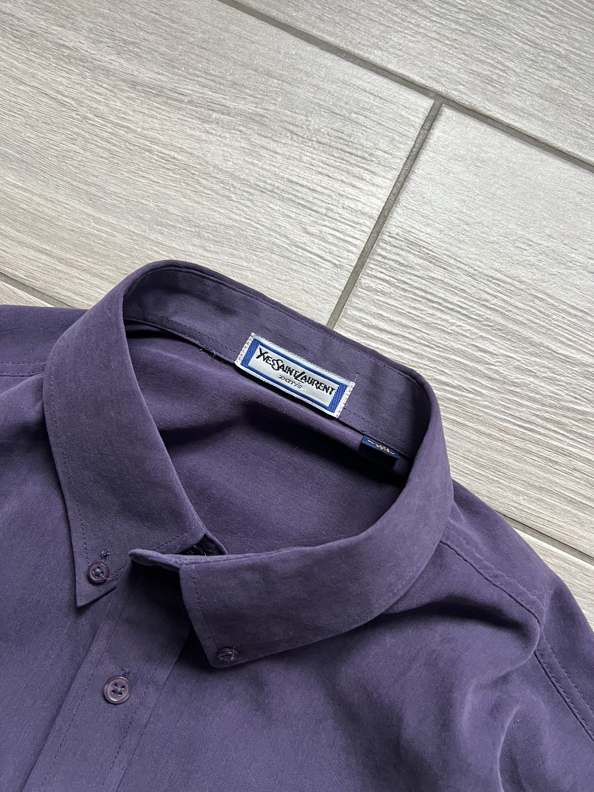 Vintage × Yves Saint Laurent Vintage YSL Yves Saint Lauren Shirt Purple Luxury Size US XL / EU 56 / 4 - 5 Thumbnail