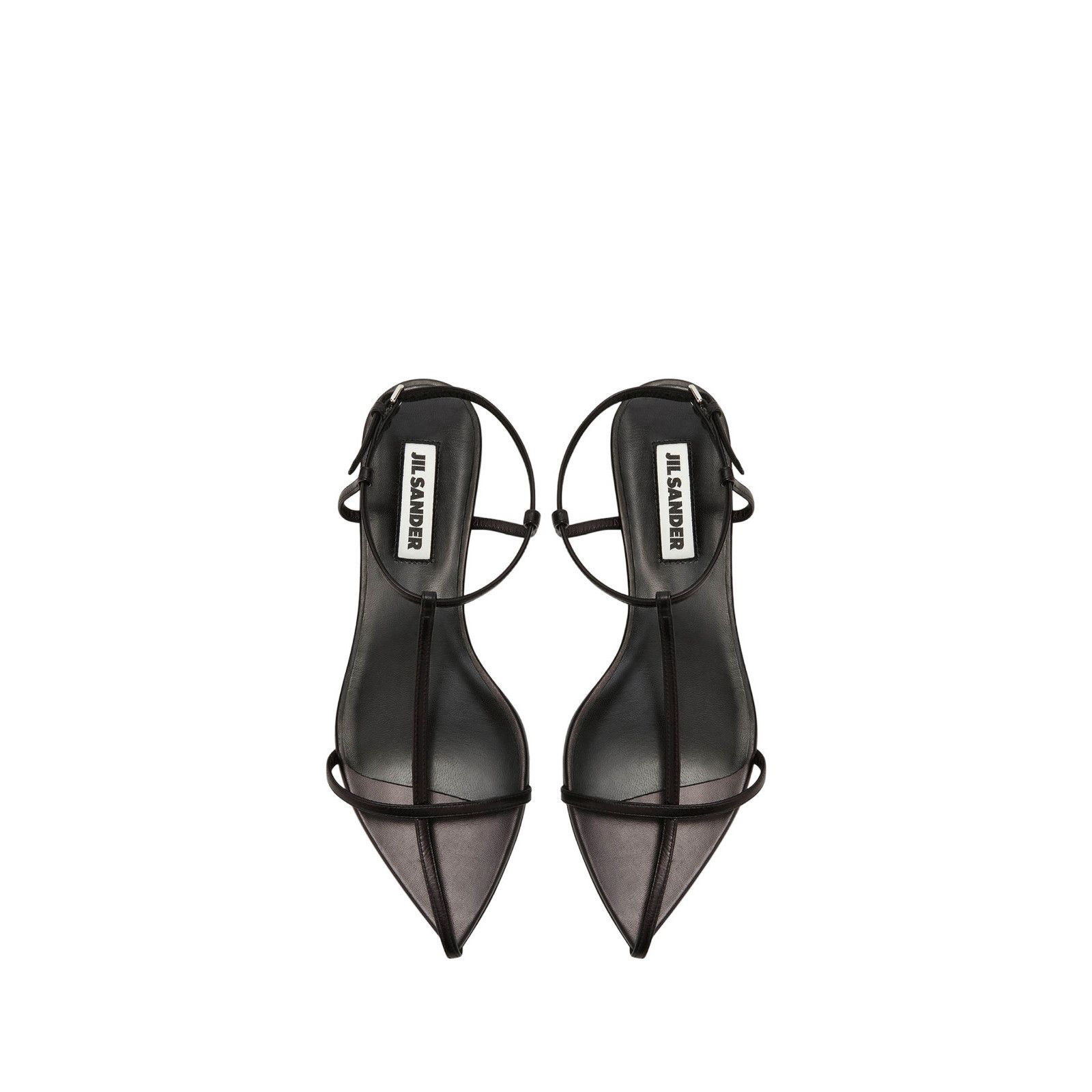 JIL SANDER $790 Black Leather Pointed-Toe Flat Sandals New A