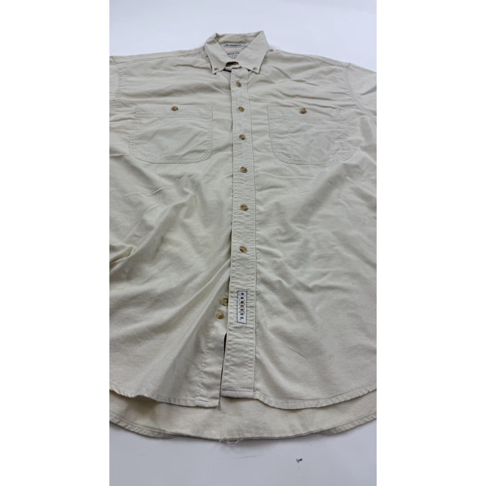 Savane Savane Shirt Mens Large Cotton Short Sleeve Button-Up No Wrinkles Beige Casual Workwear Size US L / EU 52-54 / 3 - 2 Thumbnail