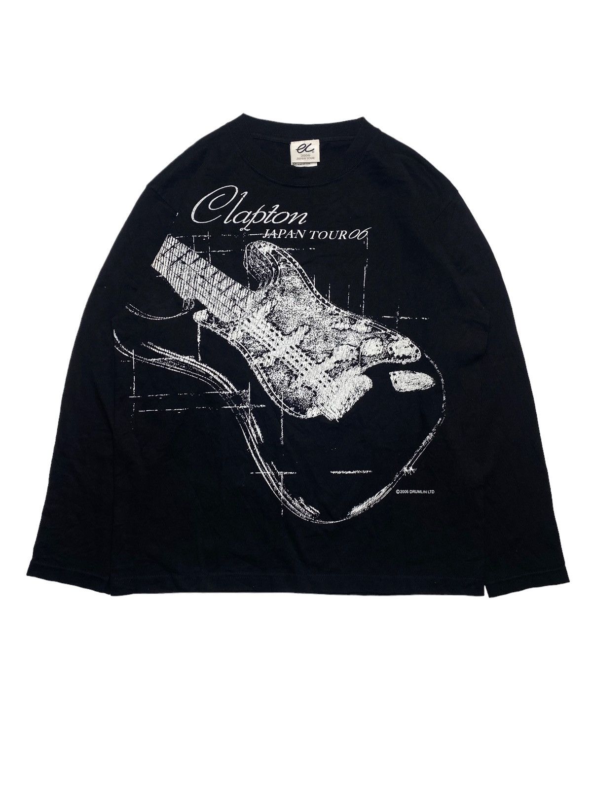 image of Band Tees x Lad Musician 2006 Eric Clapton Tour Long sleeve - Sparkly Electric Guitar in Black (Siz