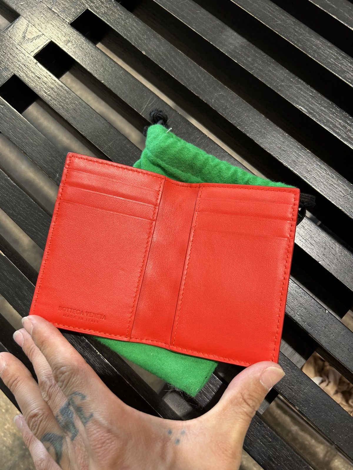 Bottega Veneta Bottega Veneta Red Woven Wallet Size ONE SIZE - 2 Thumbnail