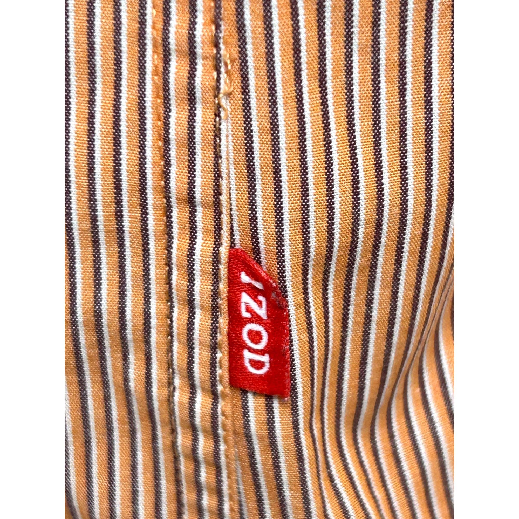 Izod IZOD Men’s Button Up Shirt Orange White Striped L Slim Contr Size US L / EU 52-54 / 3 - 8 Thumbnail