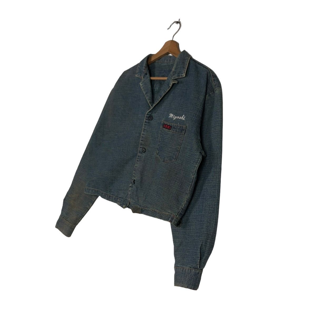 Japanese Brand 🔥CROPPED DENIM BIKER JACKET MIYOSHI JAPAN ISSEY MIYAKE Size US M / EU 48-50 / 2 - 4 Thumbnail