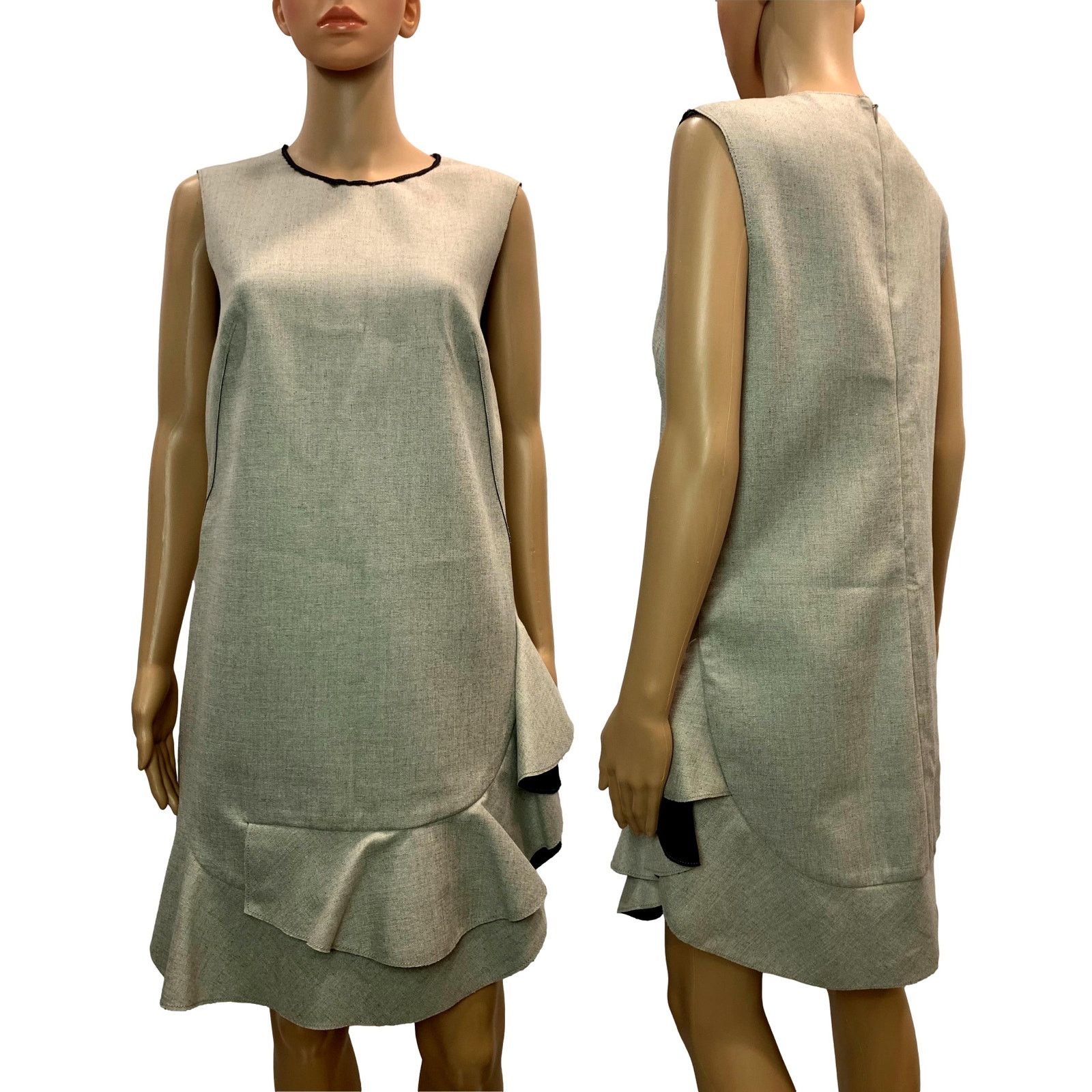 3.1 Phillip Lim 3.1 Phillip Lim Neutral Sleeveless Shift Dress w Flounce Hem Size M / US 6-8 / IT 42-44 - 4 Thumbnail