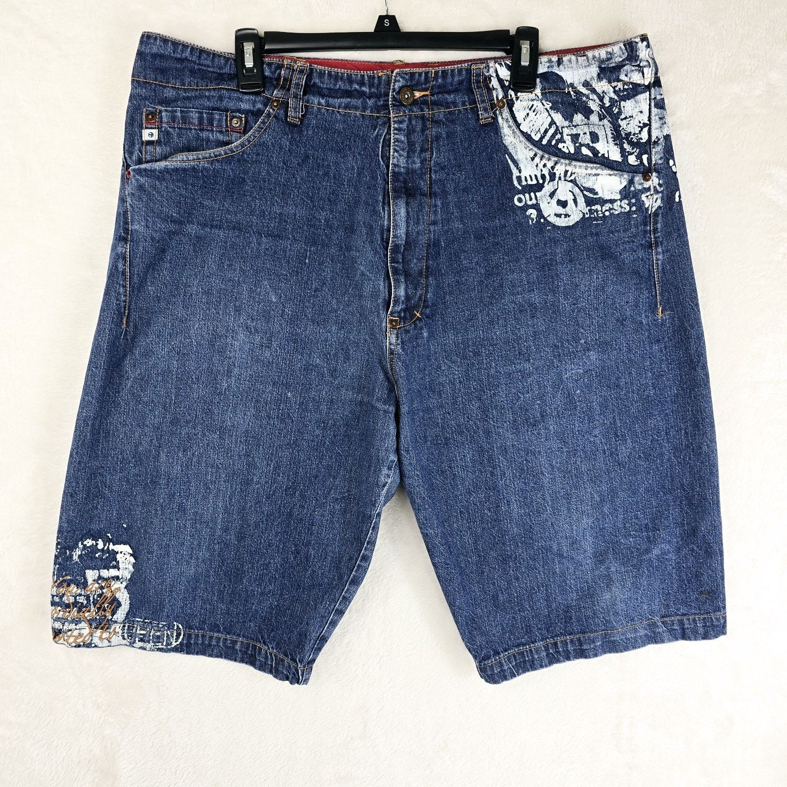 Other Vintage Y2K Indigo Red Jean Shorts 40 Baggy Skater Jorts Size US 40 / EU 56 - 2 Thumbnail