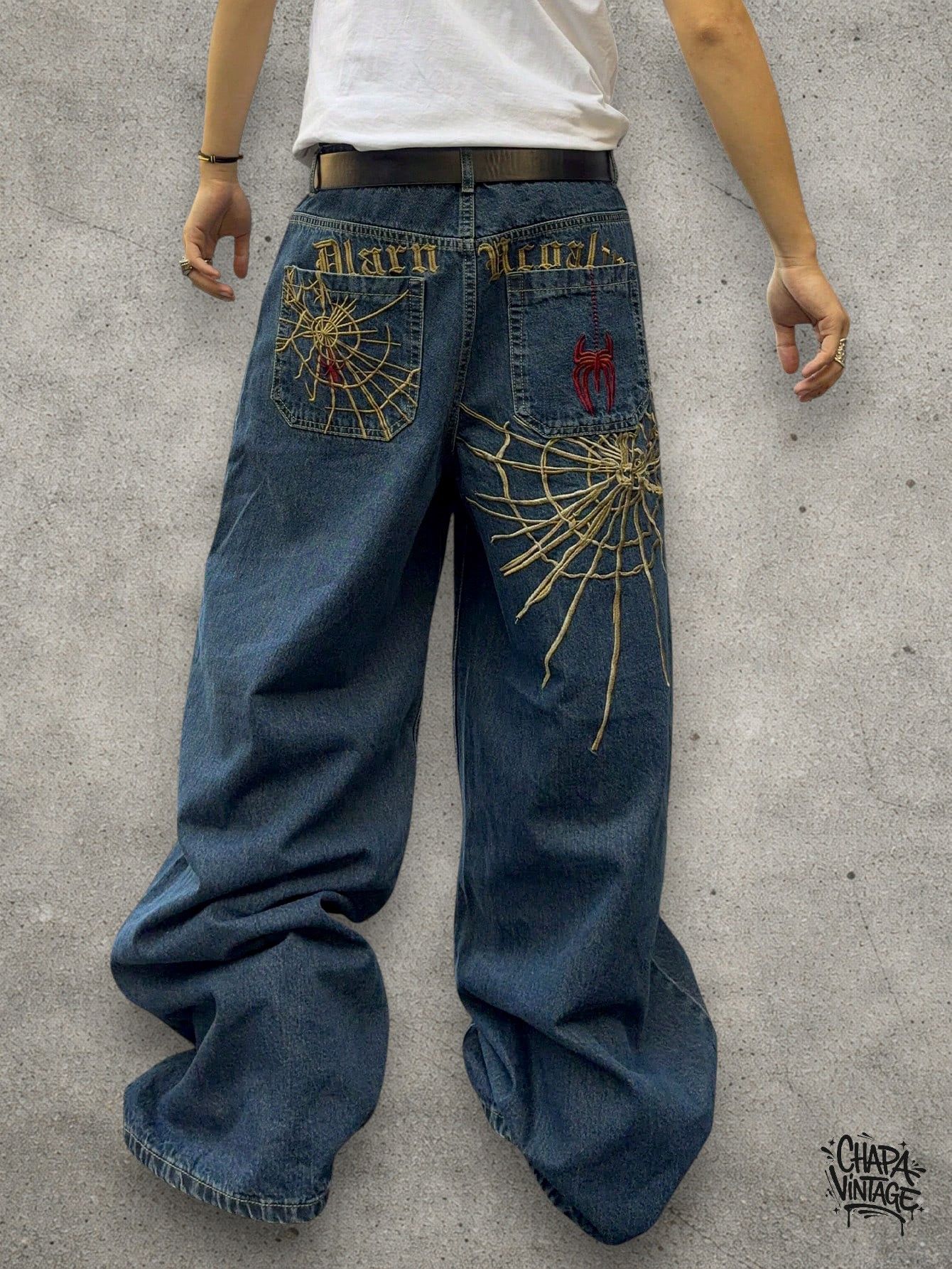 Vintage Baggy spider jeans Size US 32 / EU 48 - 1 Thumbnail
