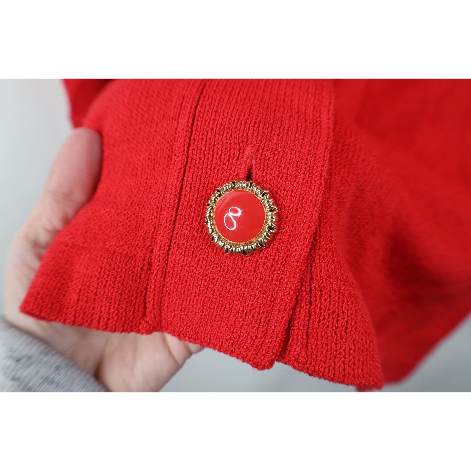St. John Vintage 80s St John Marie Gray Wool Knit Cardigan Sweater Size L / US 10 / IT 46 - 7 Thumbnail