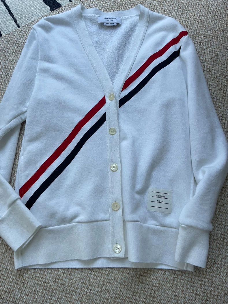 Thom Browne Thom Browne Cardigan with Stripes and Pockets - dmc Size US XXS / EU 40 - 1 Thumbnail