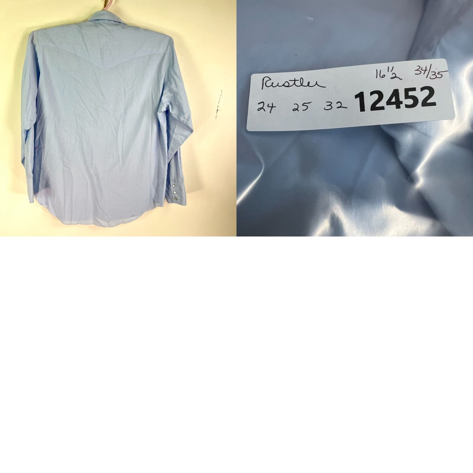 Vintage Rustler Button-Up Shirt Mens Size 16.5 XL Blue Long Sleeve Pearl Snap Western Retro Shirts Size US L / EU 52-54 / 3 - 8 Thumbnail