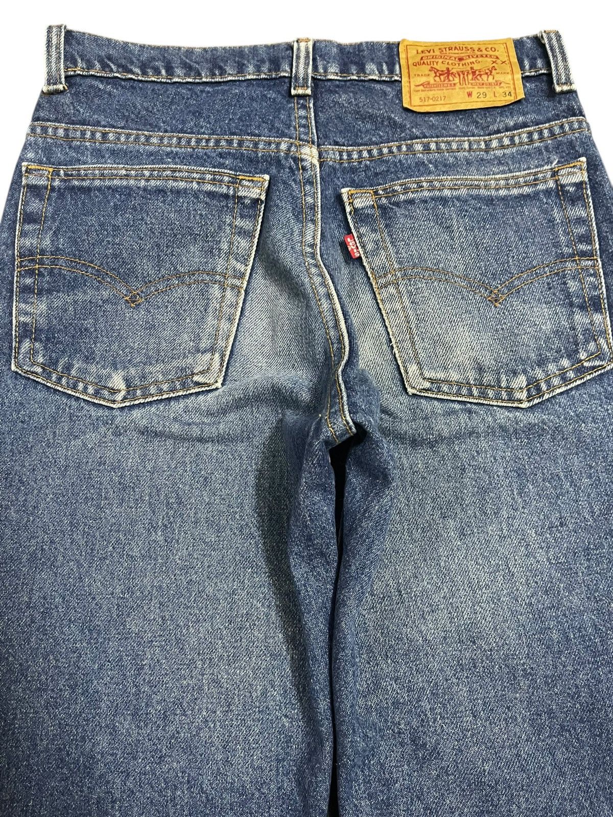 Levi's Vintage 80s Levis 517 Blue Wash Distressed Bootcut Jeans Size US 28 / EU 44 - 5 Thumbnail
