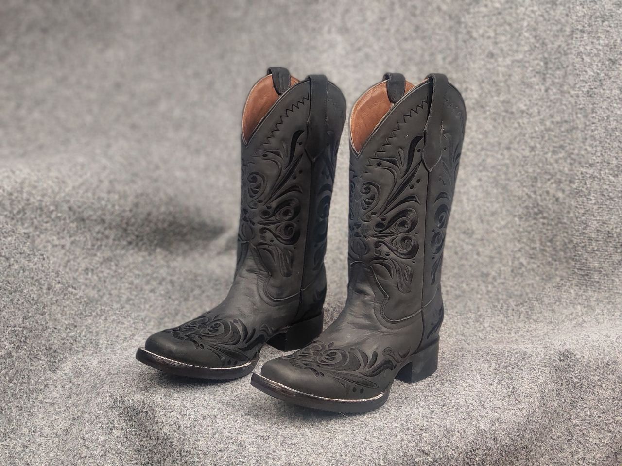 Sancho Boots Circle G Cowboy Western Black Leather Boots Vintage Shoes Size US 9 / IT 39 - 6 Thumbnail