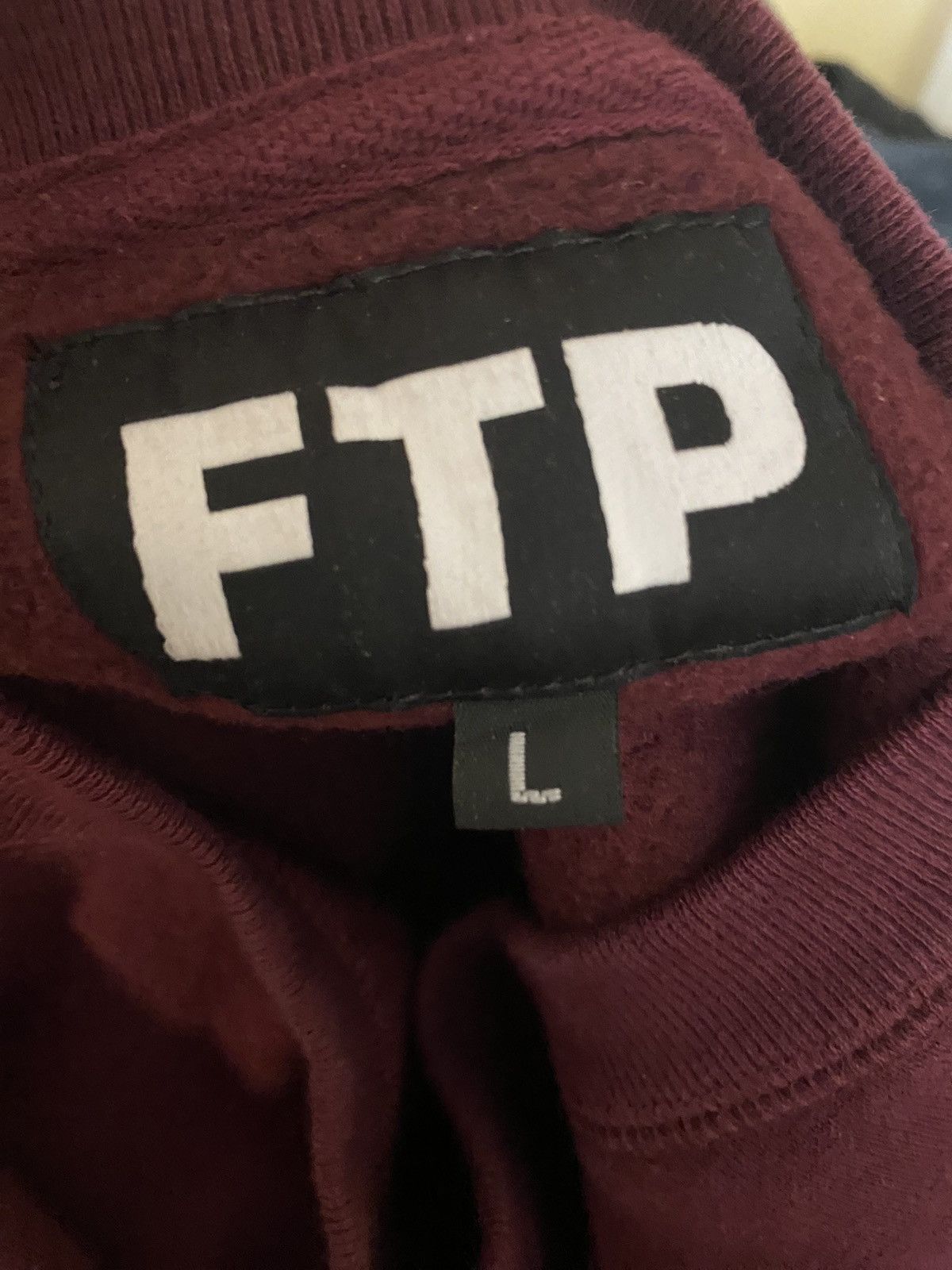 Fuck The Population FTP VERTICAL LOGO CREWNECK (MAROON) Size US L / EU 52-54 / 3 - 3 Thumbnail