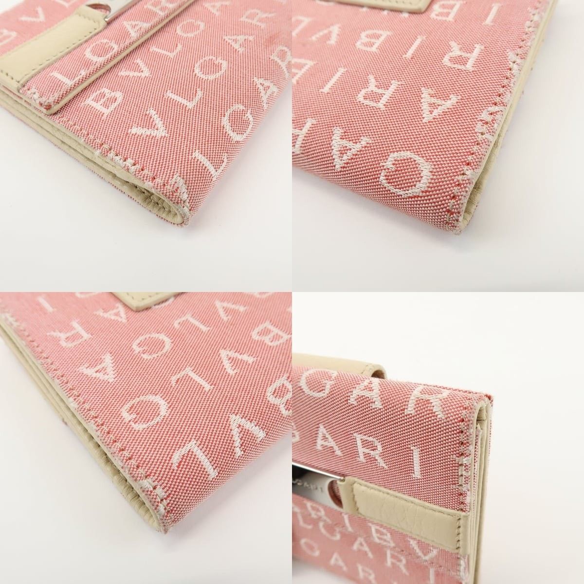 Bvlgari Bvlgari Logo Mania Canvas & Leather Compact Wallet Pink Size ONE SIZE - 4 Thumbnail