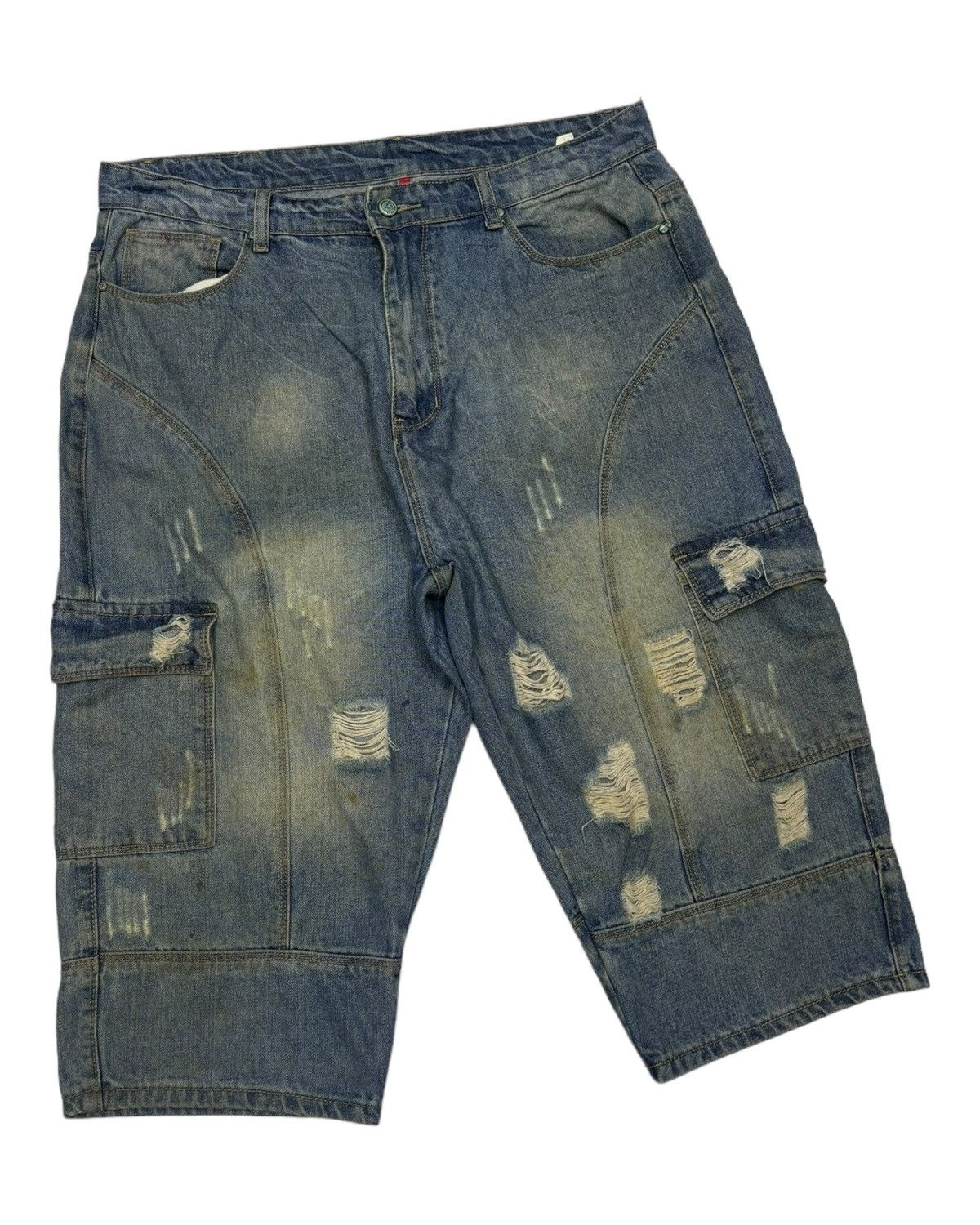 Japanese Brand RARE🔥PROPERTY OF CATEN BROS JORTS DISTRESS JNCO STYLE Size US 36 / EU 52 - 3 Thumbnail