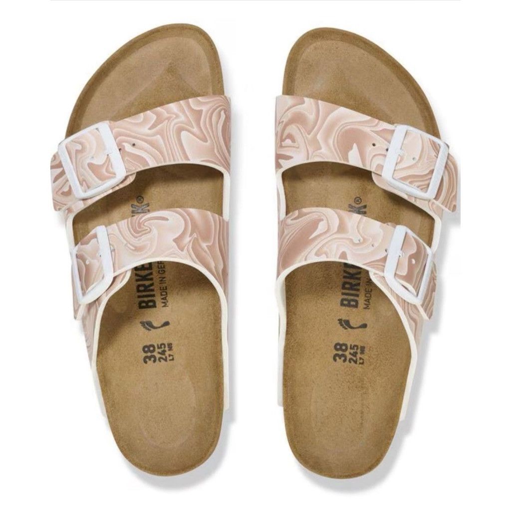 Birkenstock Birkenstock Arizona Marbled Birko-Flor Sandals Size 7 Beige Size US 7 / IT 37 - 7 Thumbnail