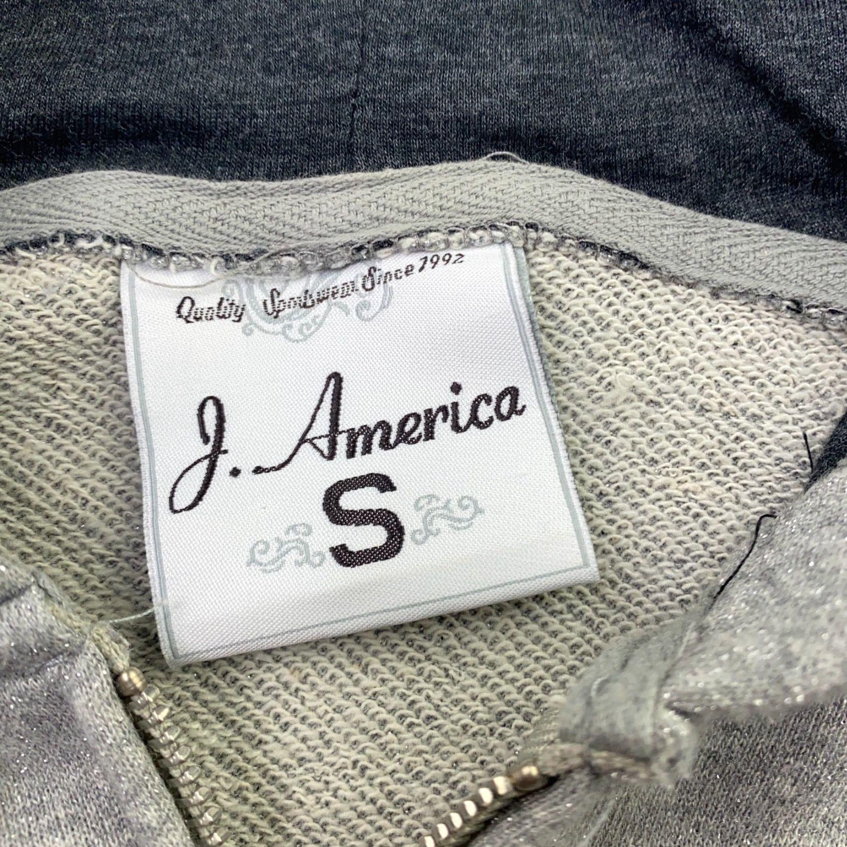 Vintage J. America Mens Hoodie Small Gray Army Full Zip Sweatshirt Hooded Size US S / EU 44-46 / 1 - 5 Thumbnail