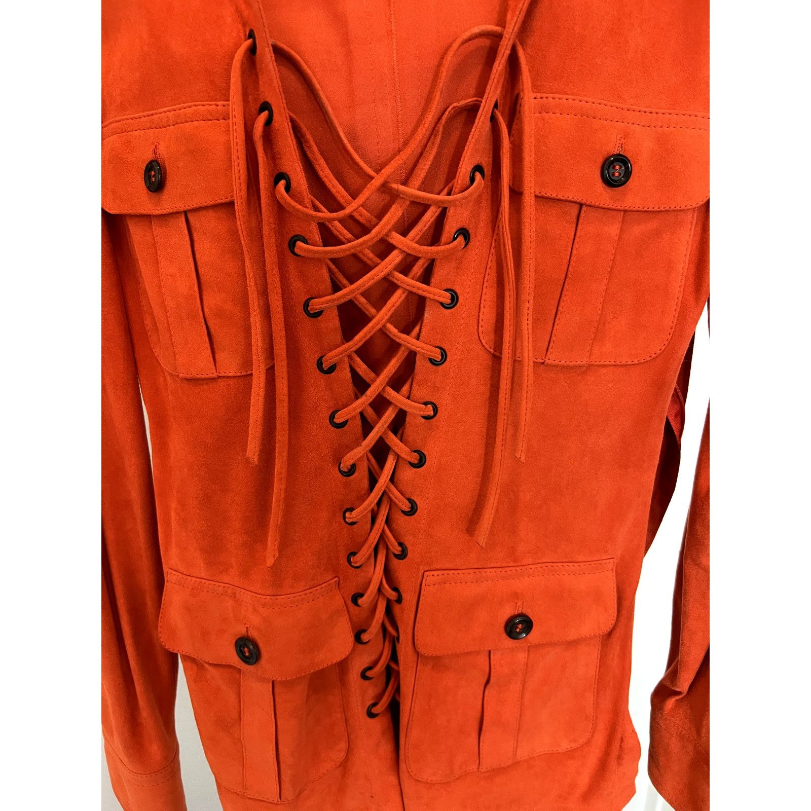 STRENESSE Strenesse Gabriele Strehle orange lace lambskin blouse y2k 4 Size S / US 4 / IT 40 - 3 Thumbnail