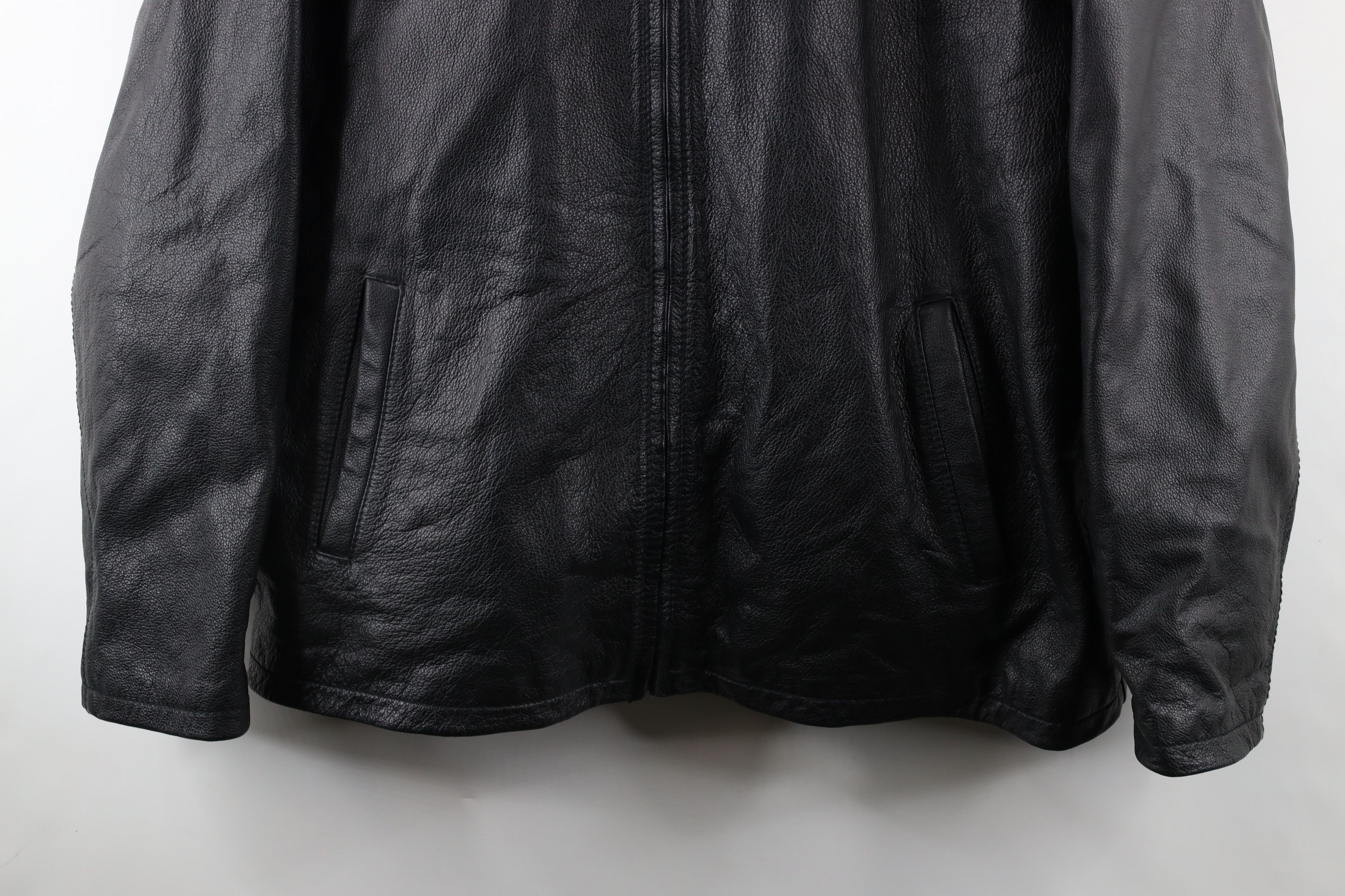 Vintage Vintage 90s Streetwear Lined Leather Bomber Jacket Black Size US XL / EU 56 / 4 - 3 Thumbnail