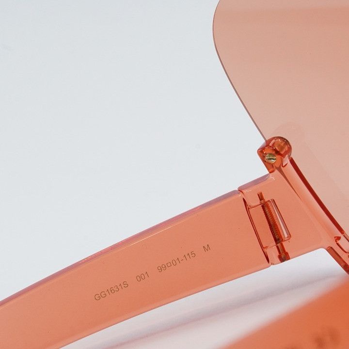 Gucci GG1631S 001 Sunglasses Transparent Red Shield Frame display picture 3