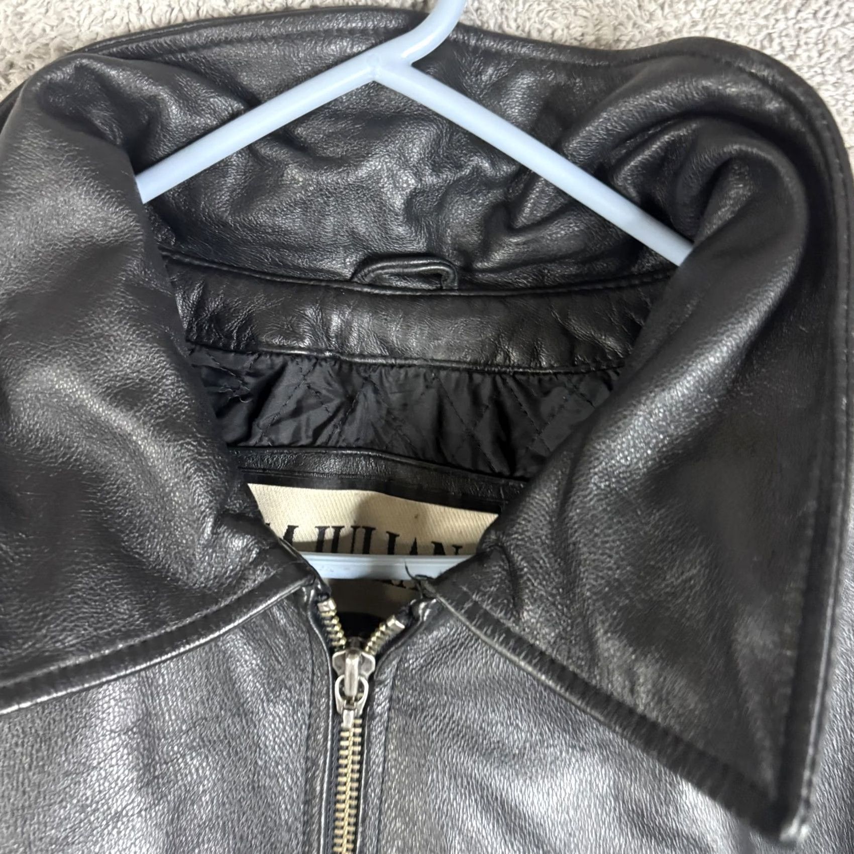 Vintage M. Julian Jacket Mens XL Black Leather Full Zip Motorcycle Lined Size US XL / EU 56 / 4 - 6 Thumbnail