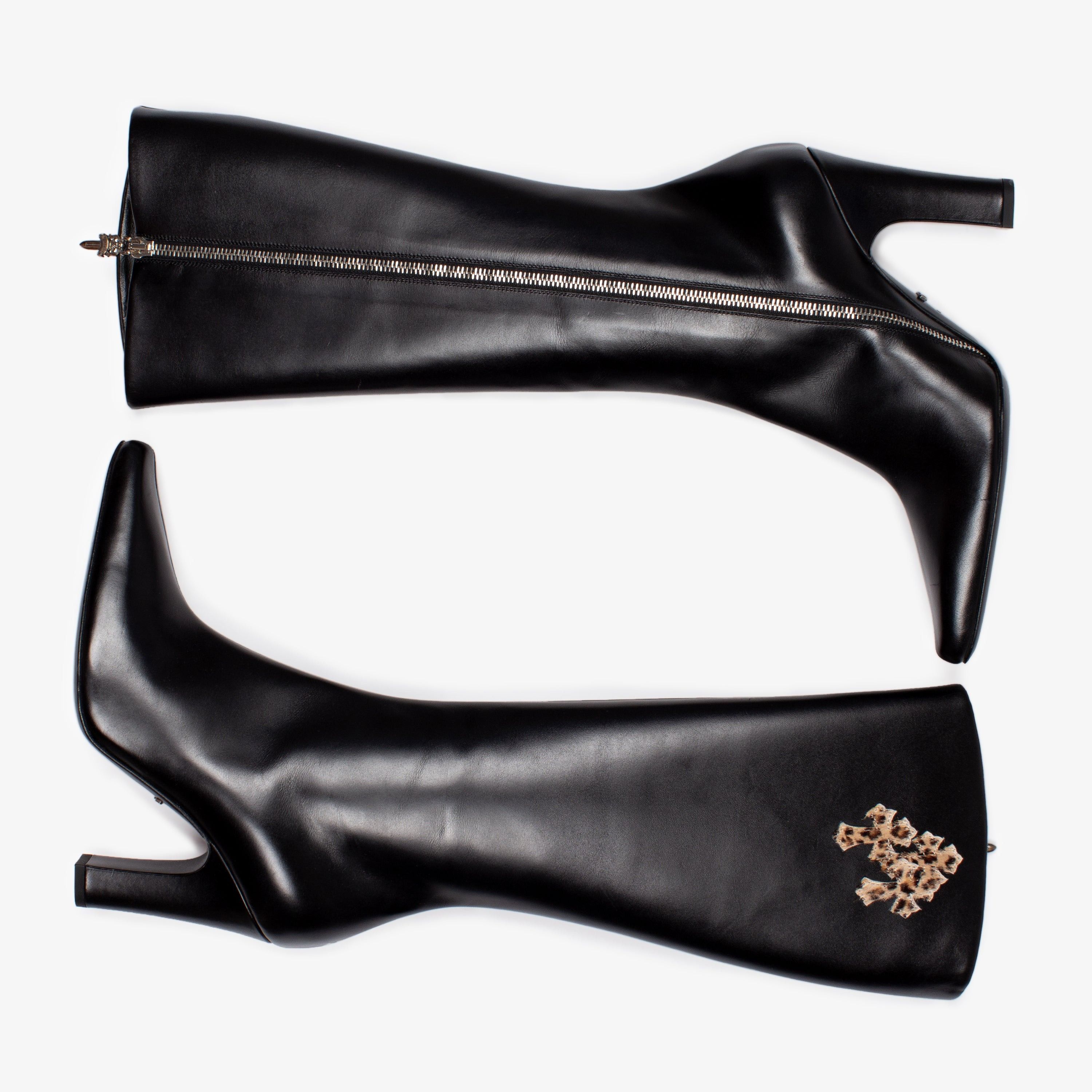 Chrome Hearts CHROME HEARTS BLACK LEOPARD PATCH SUGAR JONES BOOT Size US 8 / IT 38 - 6 Thumbnail