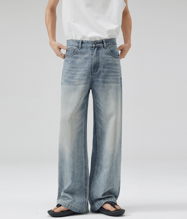 Japanese Brand × Jean American high street light blue whisker distressed jeans Size US 32 / EU 48 - 2 Thumbnail