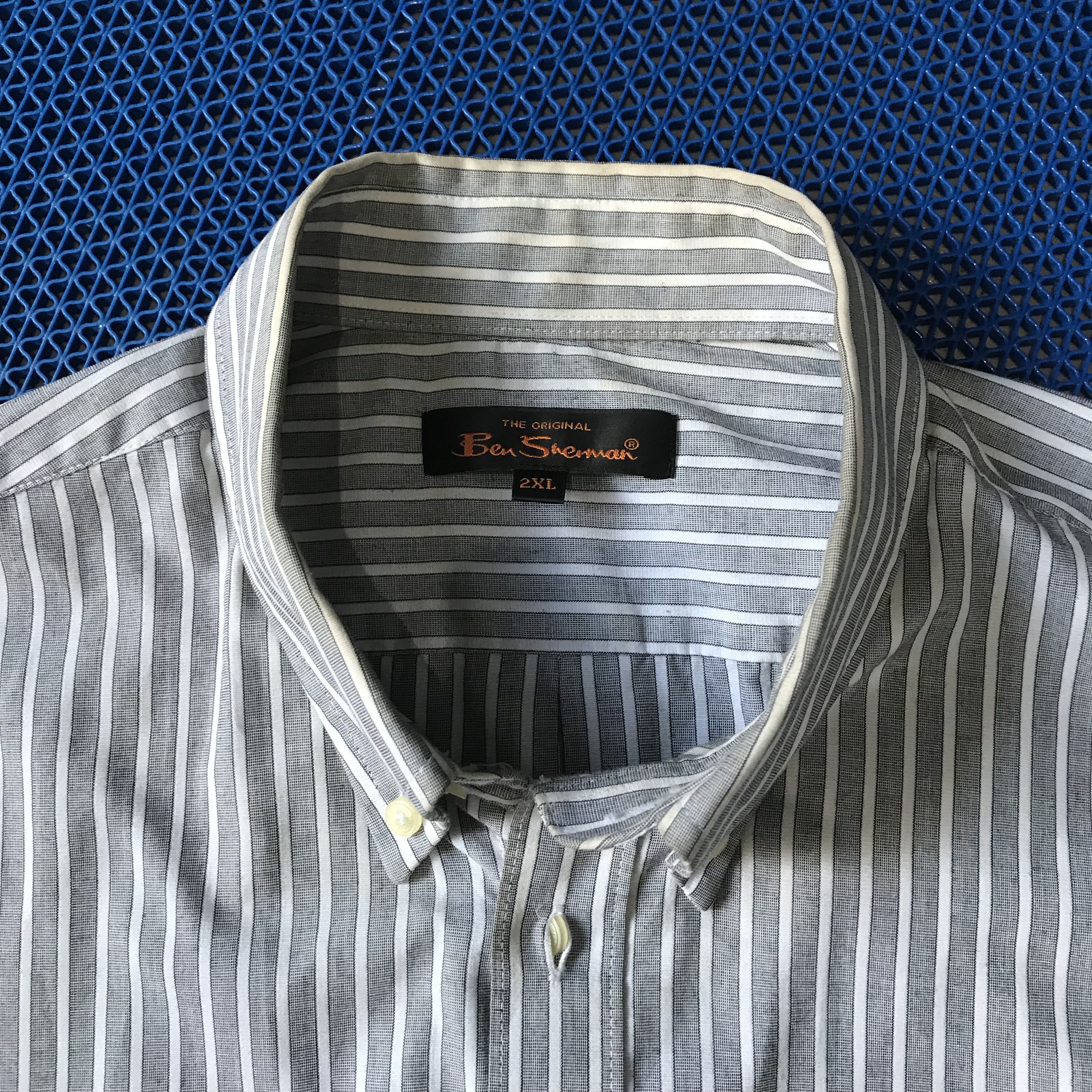 Ben Sherman × Vintage Ben Sherman Grey Stripes Shirt Button down 3 finger Colar Size US XL / EU 56 / 4 - 2 Thumbnail
