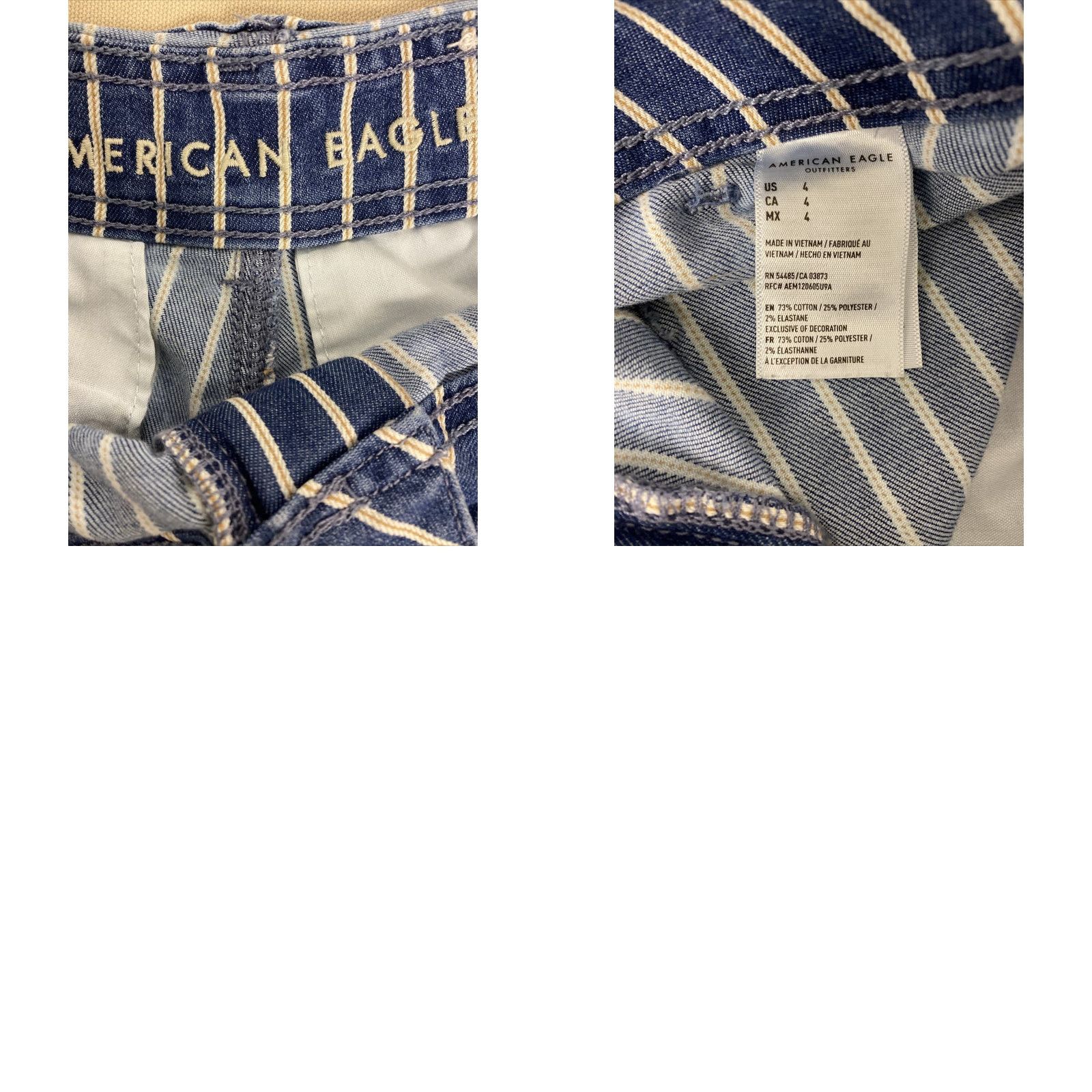 American Eagle Outfitters American Eagle Jean Shorts Womens 4 Midi High Rise Stripe Short 48-58 Size 27" / US 4 / IT 40 - 8 Thumbnail