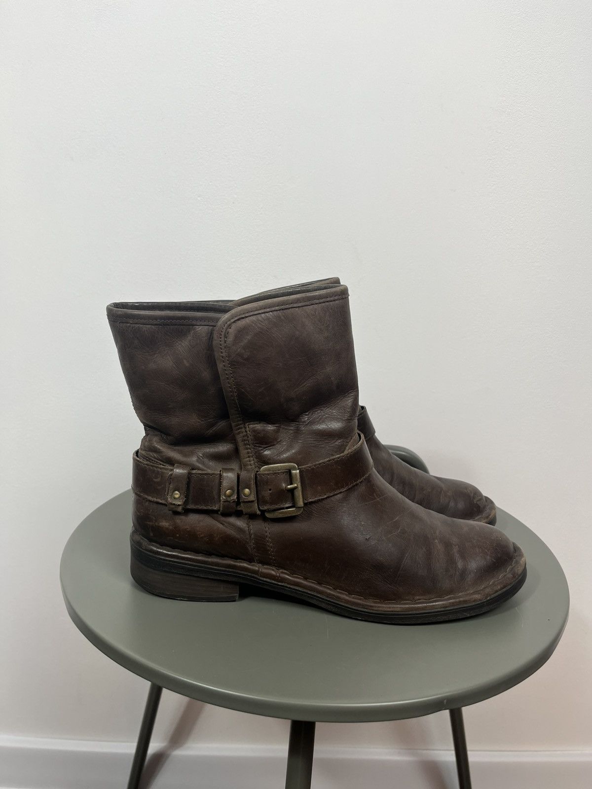 Other Men’s Brown Leather Biker Ankle Boots Buckle EU 41.5 Size US 8.5 / EU 41-42 - 3 Thumbnail