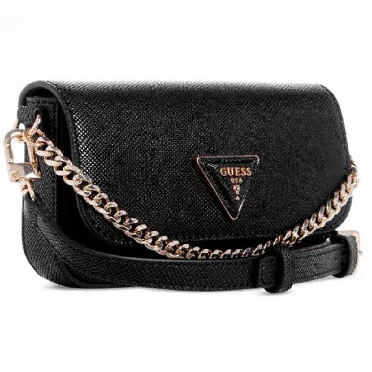 Guess Brynlee Micro Mini Crossbody Bag Black Gold NWT $88, Women's