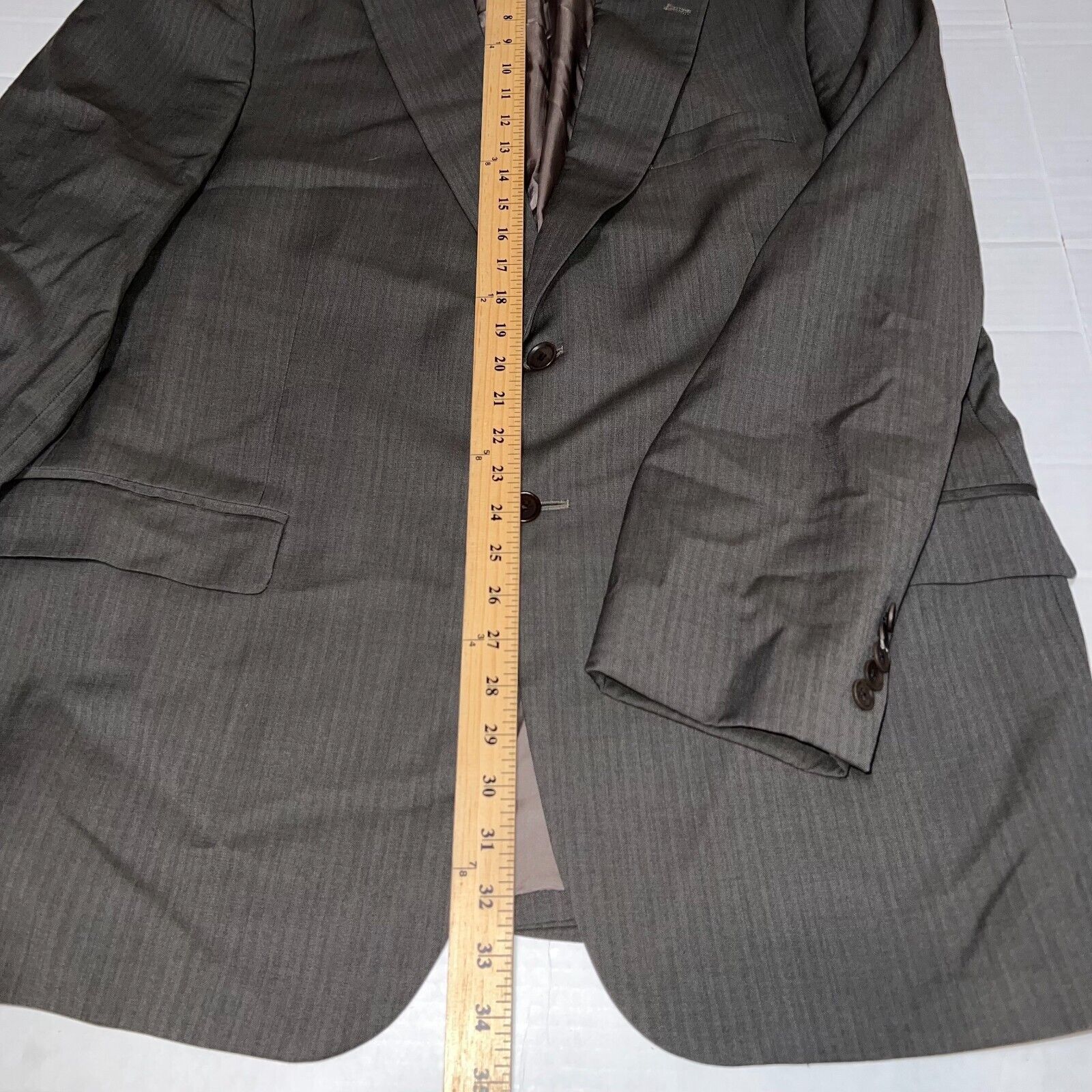 Oscar De La Renta Men’s Oscar De La Renta Grey Striped Blazer 46R W41 Wool 2B Size 46R - 11 Thumbnail
