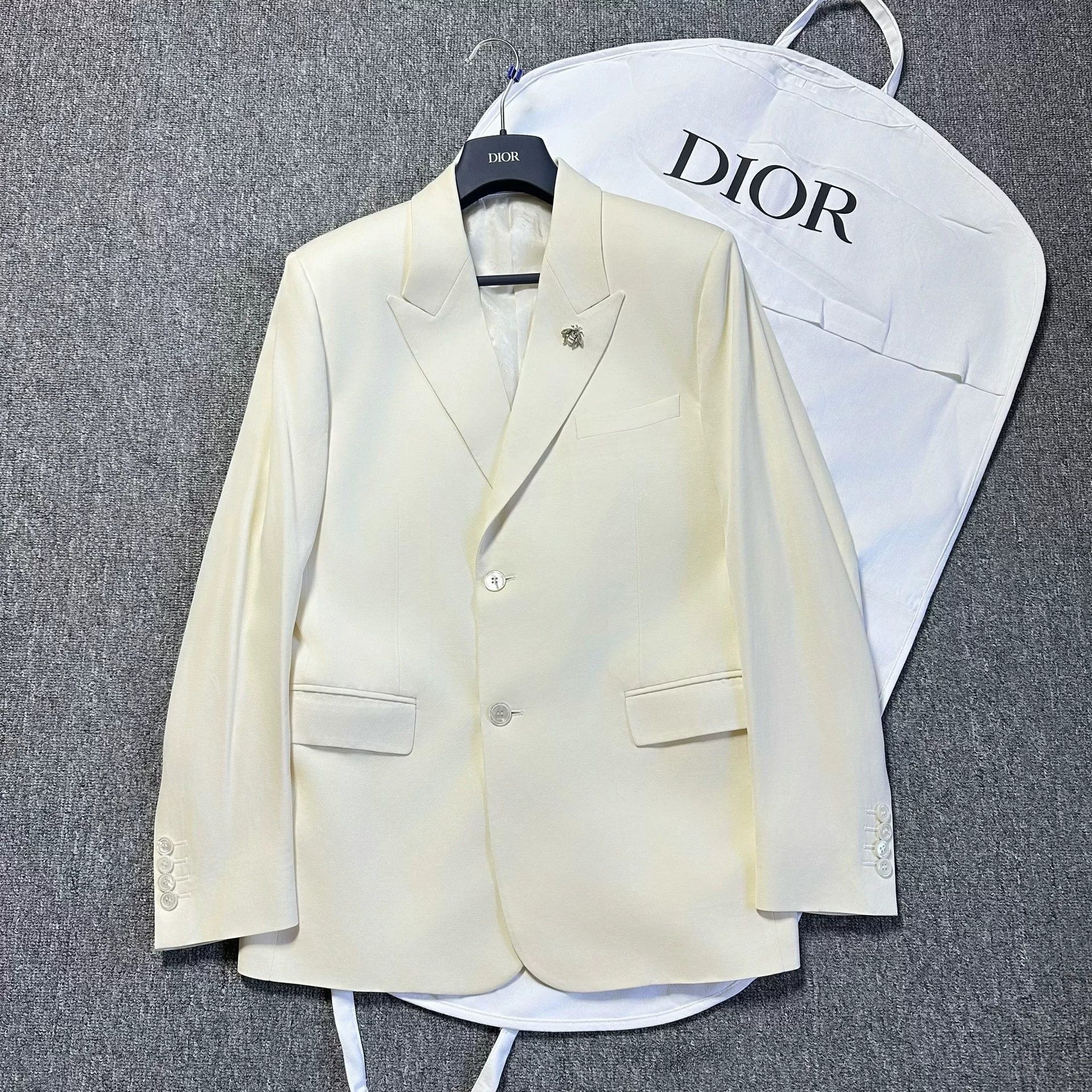 Dior Dior White Wool Blazer with Crystal Bee Size US L / EU 52-54 / 3 - 1 Thumbnail