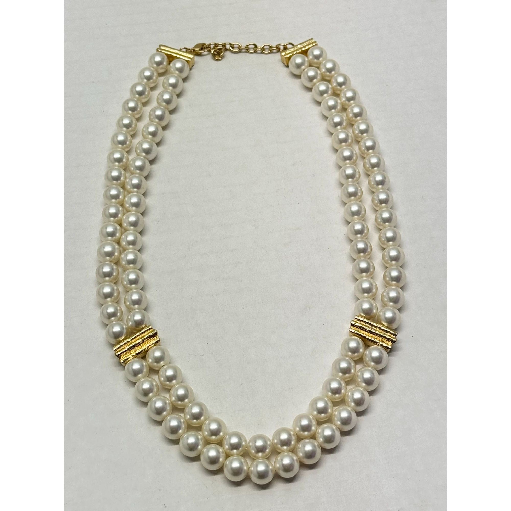 Vintage M & N 925 sterling silver faux pearl collar necklace Size ONE SIZE - 2 Thumbnail