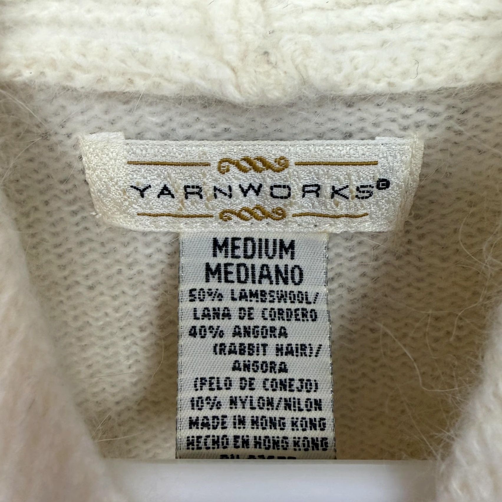 Vintage VINTAGE YarnWorks Sweater Womens M Cream 80s 90s Wool Blend V-Neck Preppy Knit Pullover Lightweight Hand Wash Only Size M / US 6-8 / IT 42-44 - 5 Thumbnail