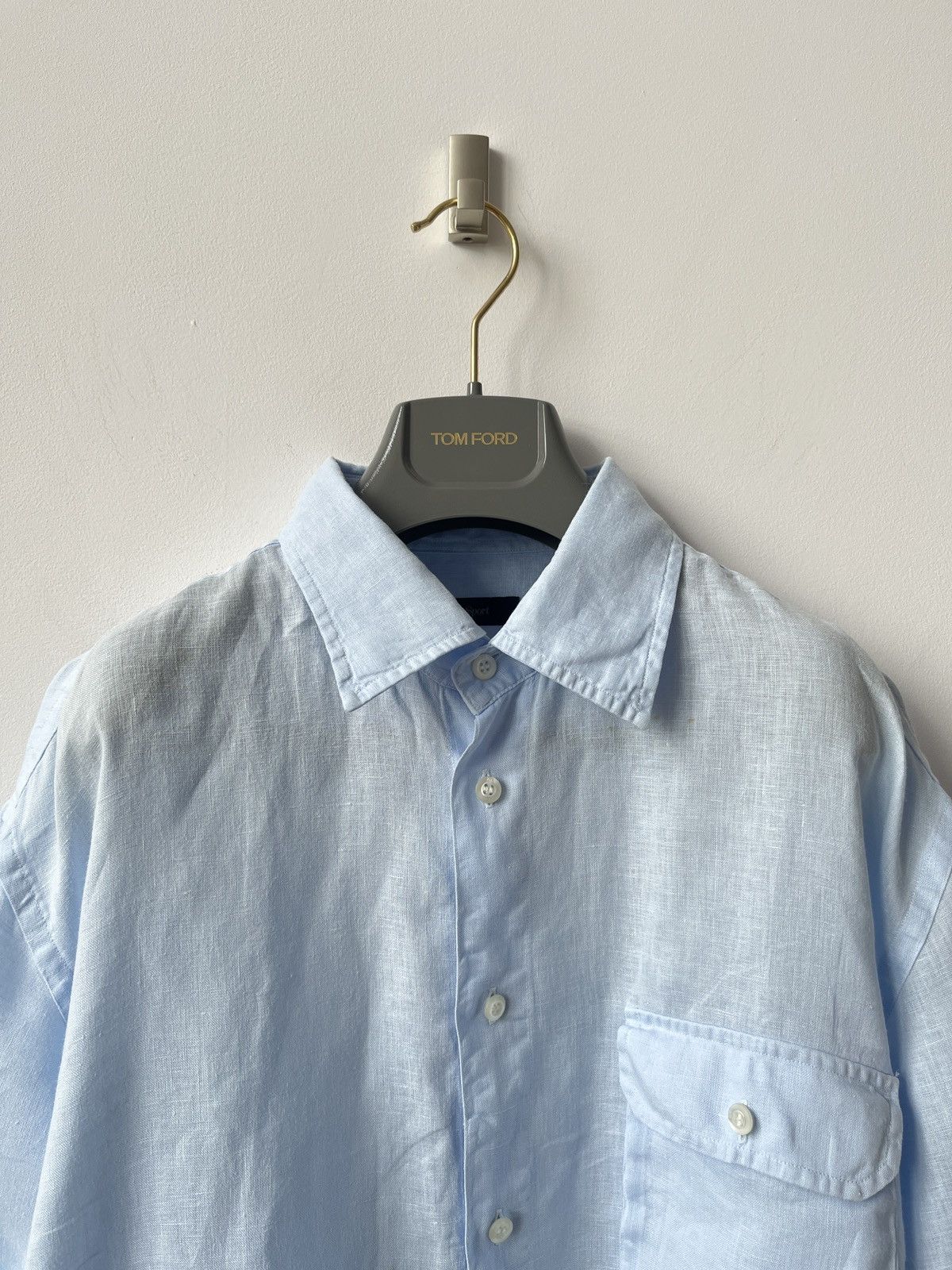 Ermenegildo Zegna ZEGNA Sport Baby Blue Color Linen Shirt Spain Luxury Size US XL / EU 56 / 4 - 5 Thumbnail