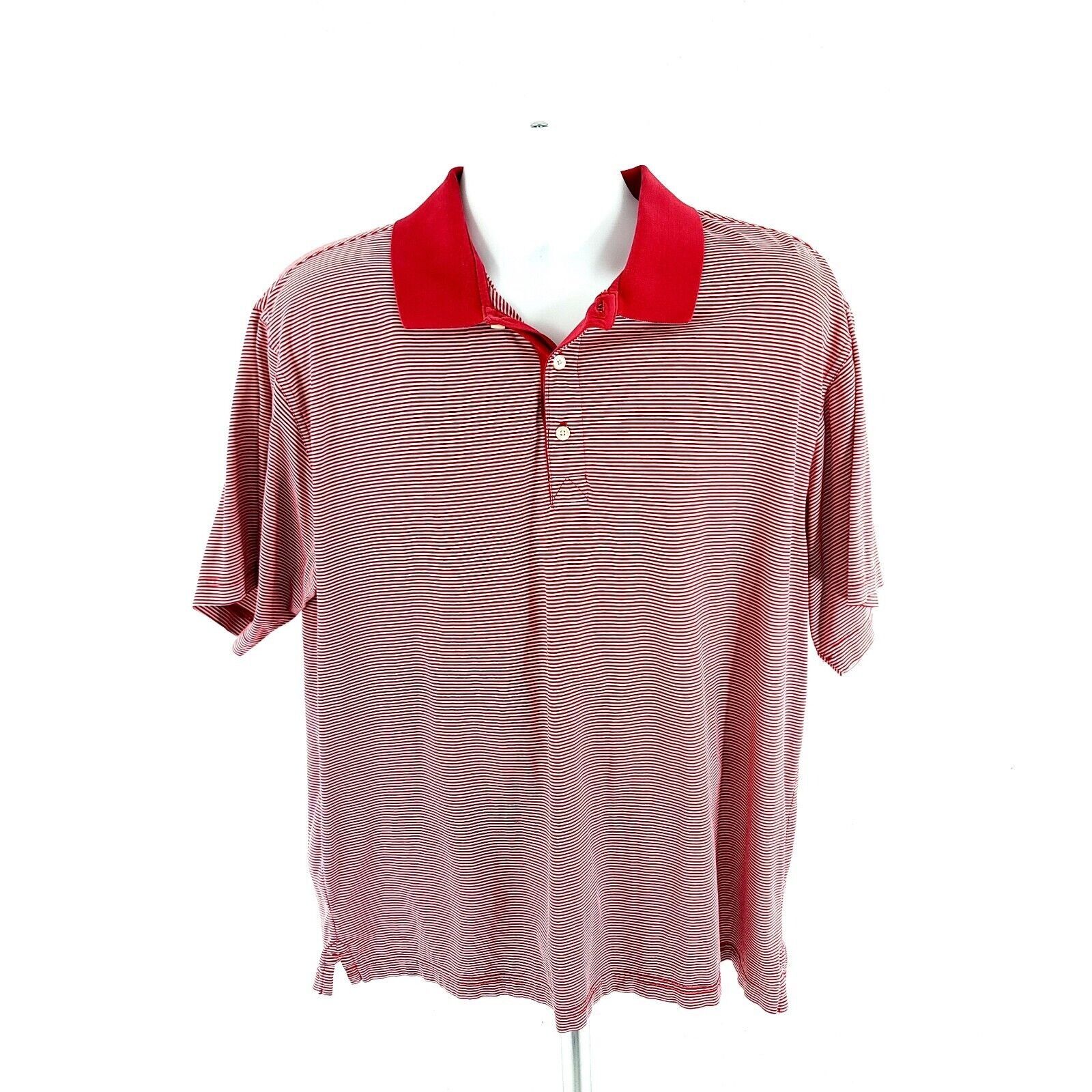 Greg Norman Greg Norman Red White Striped Collared Short Sleeve XL Polo Size US XL / EU 56 / 4 - 3 Thumbnail