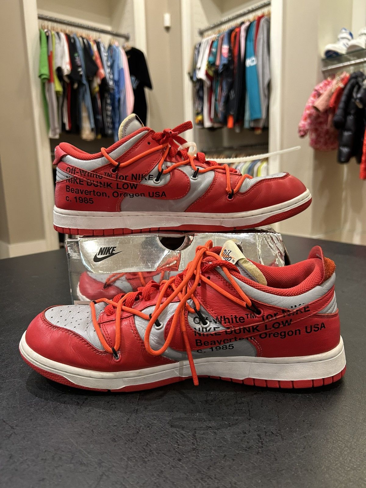 Nike Nike Dunk Low ‘Off-White University Red’ Size US 11 / EU 44 - 2 Thumbnail