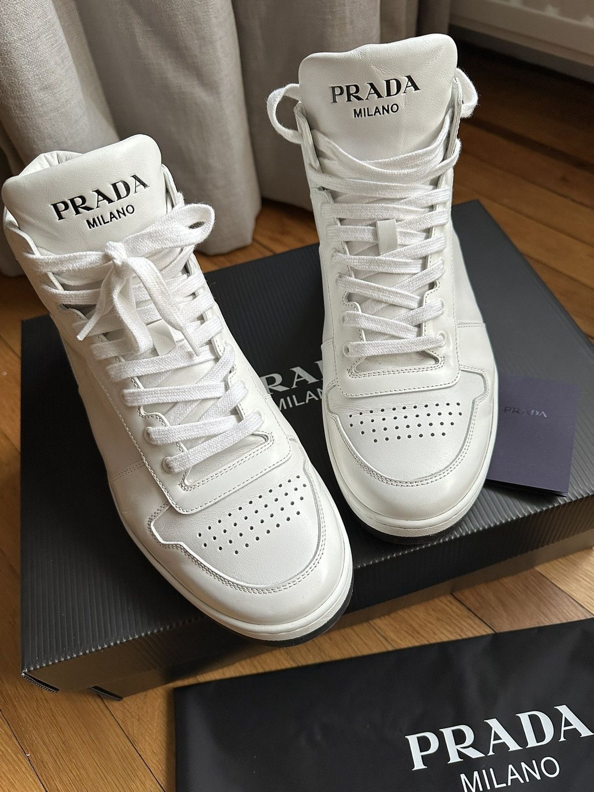 Prada Prada triangle logo Downtown Hi-Top Sneakers Size US 7 / EU 40 - 5 Thumbnail