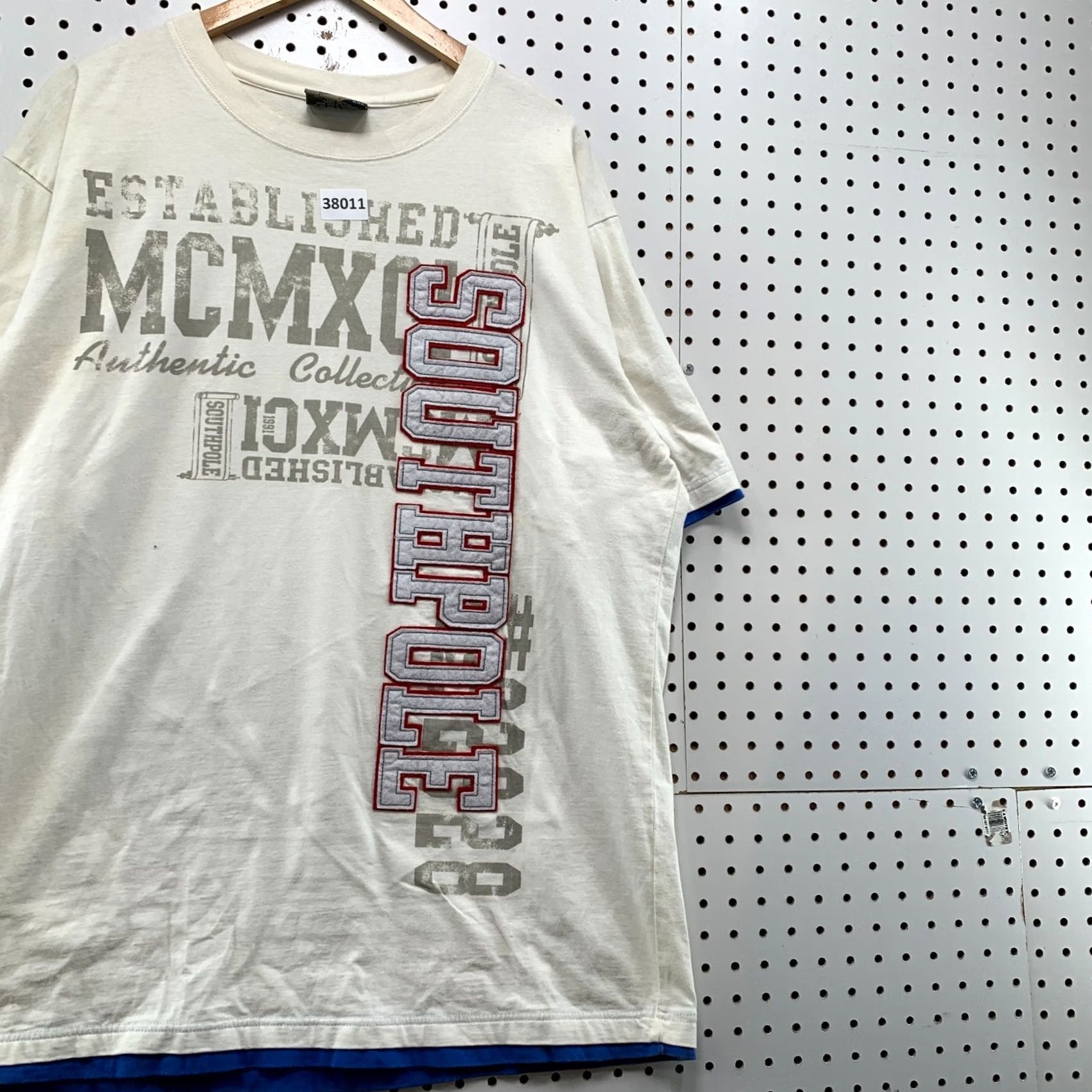 Southpole VINTAGE SouthPole Shirt Mens 2XL White Blue Embroidered Spell Out Y2K Size US XXL / EU 58 / 5 - 4 Thumbnail