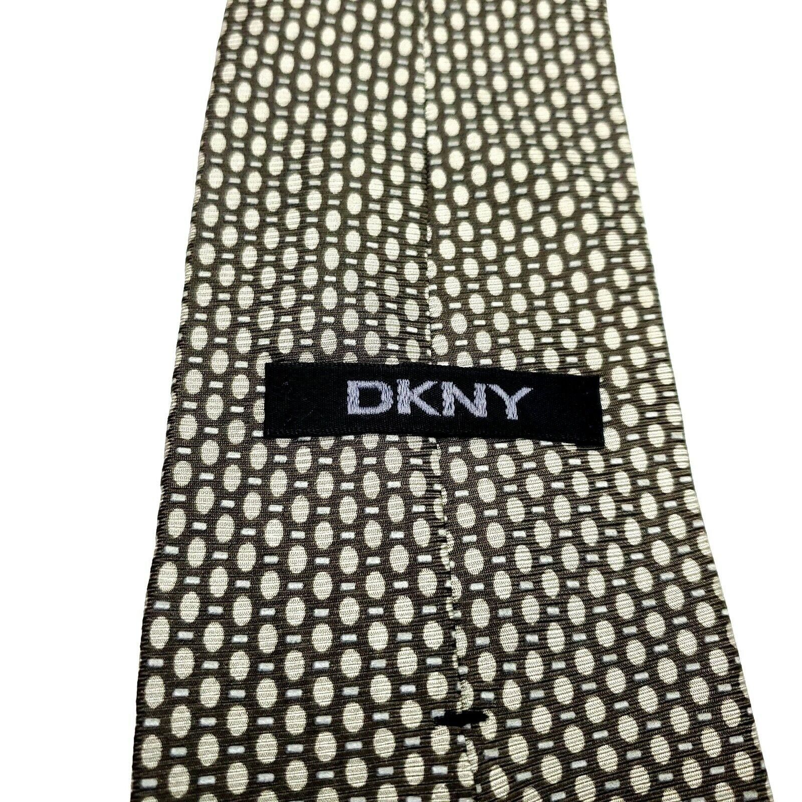 DKNY DKNY Silk Tie Green Print Geometric Size ONE SIZE - 3 Thumbnail