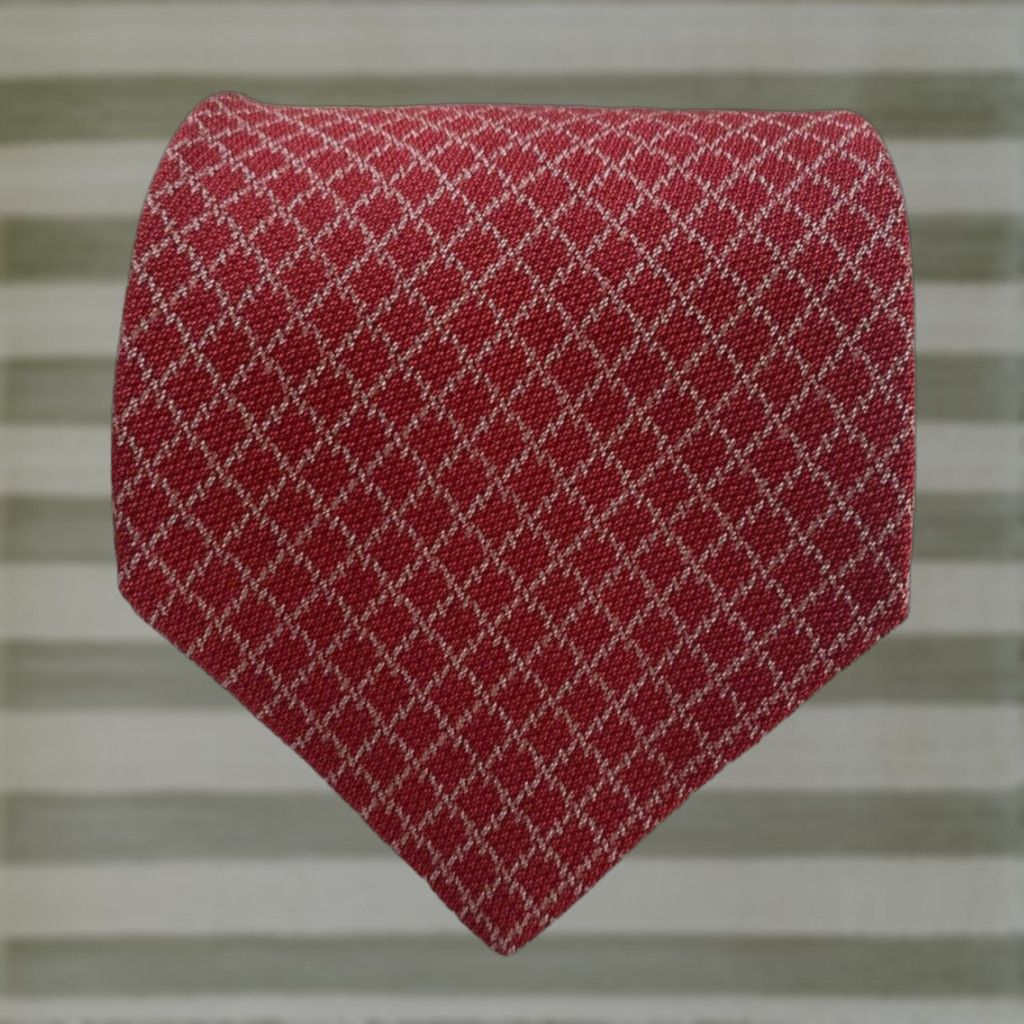 Emporio Armani VINTAGE Emporio Armani Tie Men’s Silk Wool Blend Geometric Red 57.5" 3 7/8" Wide Made in Italy Designer Vintage Men Size ONE SIZE - 1 Thumbnail