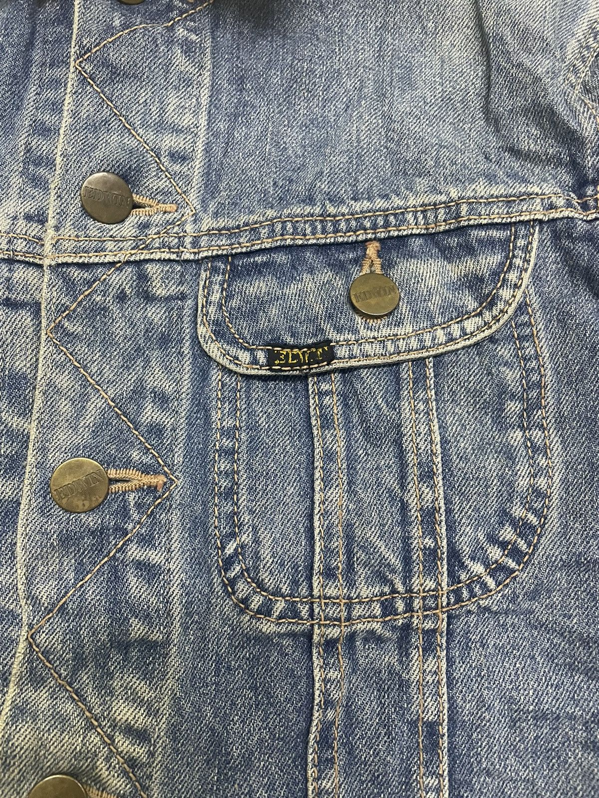 Edwin × Japanese Brand × Vintage VINTAGE DISTRESS EDWIN DENIM JACKET SCOVILL BUTTON Size US L / EU 52-54 / 3 - 7 Thumbnail
