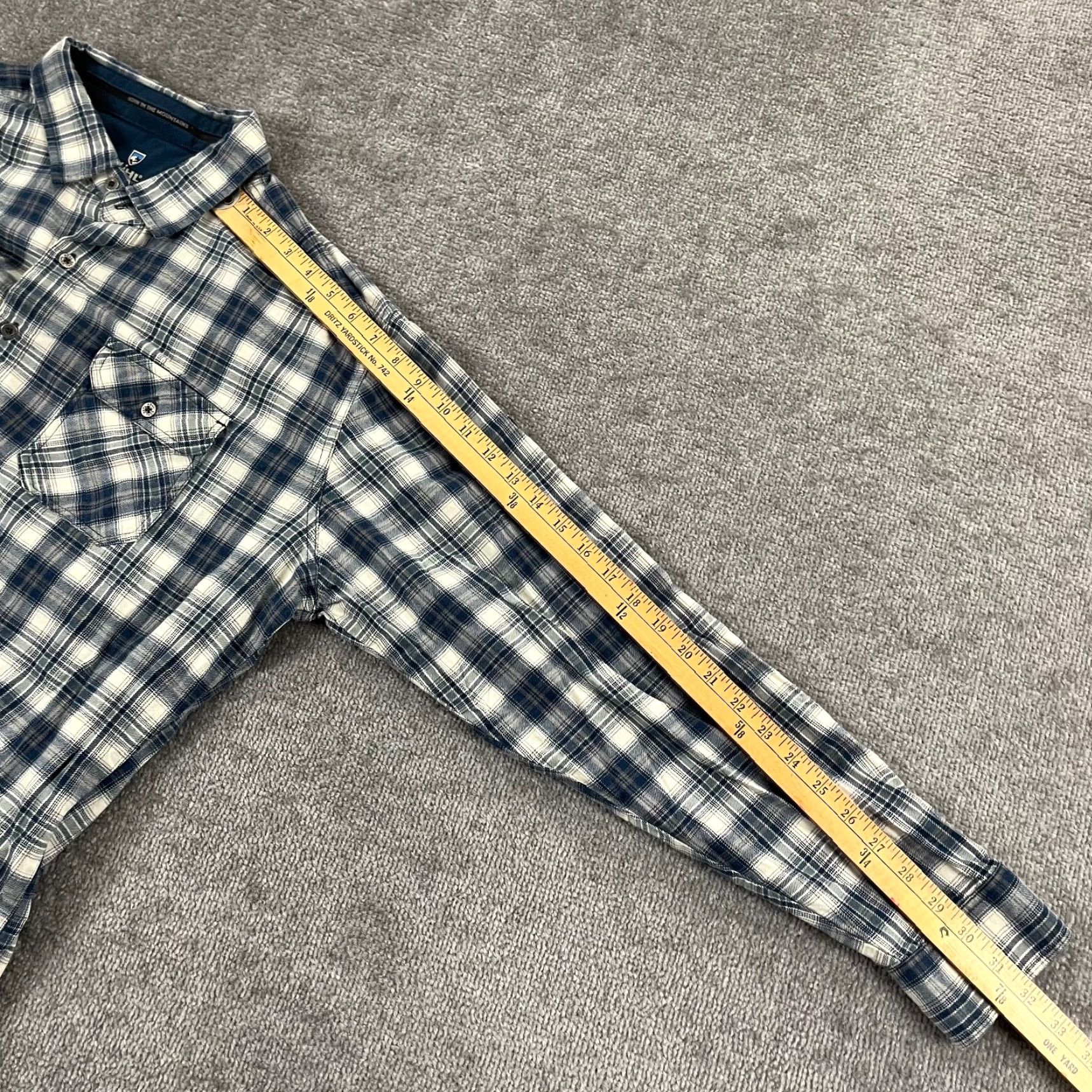 Vintage KUHL Shirt Mens Extra Large Blue Gray Plaid Flannel Button Up Long Sleeve Hike Size US XL / EU 56 / 4 - 6 Thumbnail