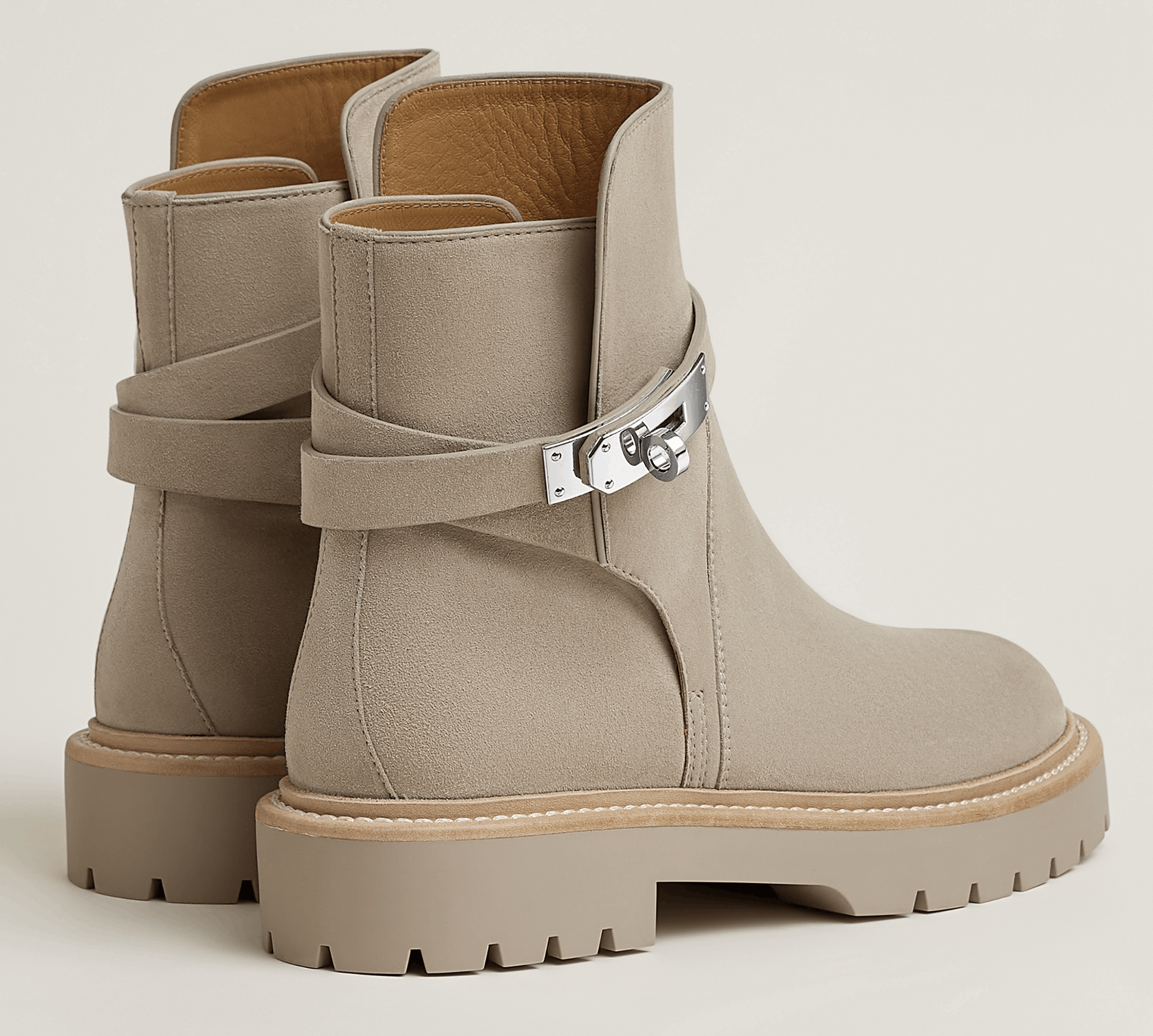 Hermes Hermes Jeff Ankle Boot Galet Suede Kelly Lock Buckle 40 Size US 10 / IT 40 - 15 Thumbnail