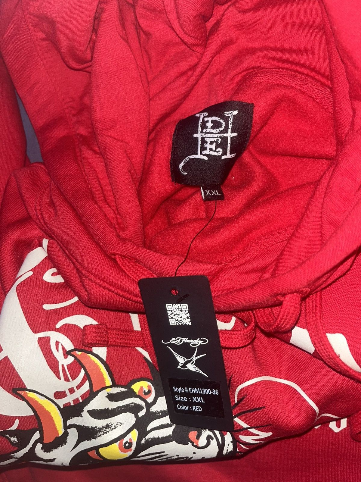 Ed Hardy ED HARDY HELLCAT TATTOO HOODIE RED XXL Size US XXL / EU 58 / 5 - 5 Thumbnail