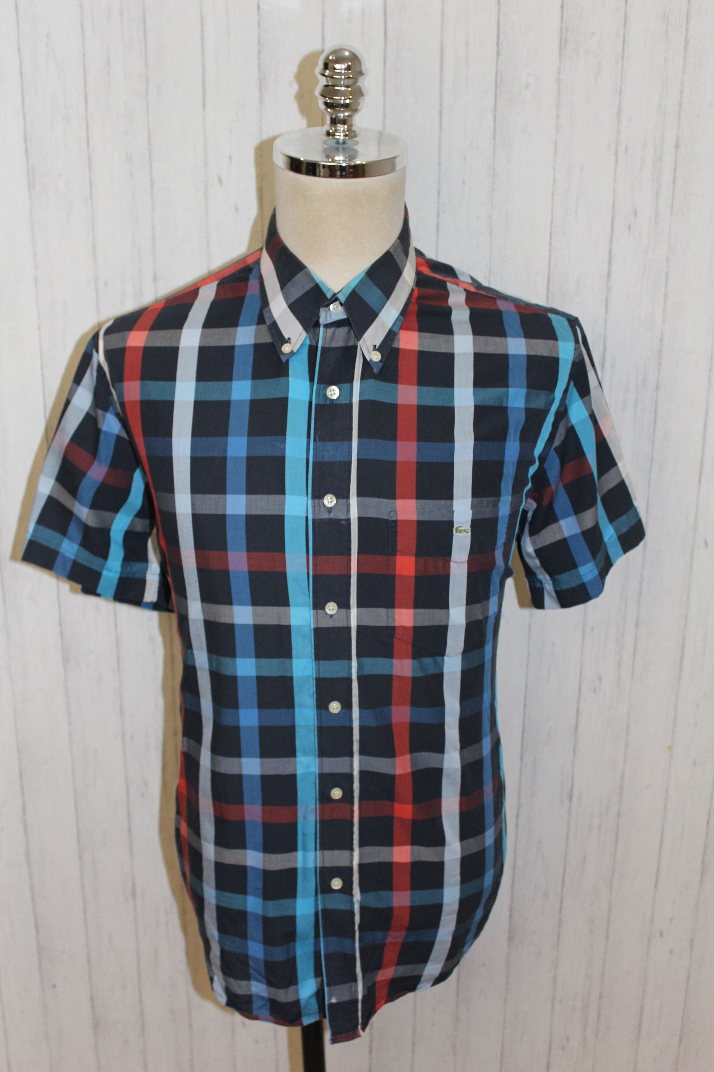 Lacoste LACOSTE Vintage Short Sleeve Check Shirt Size L Size US L / EU 52-54 / 3 - 1 Thumbnail
