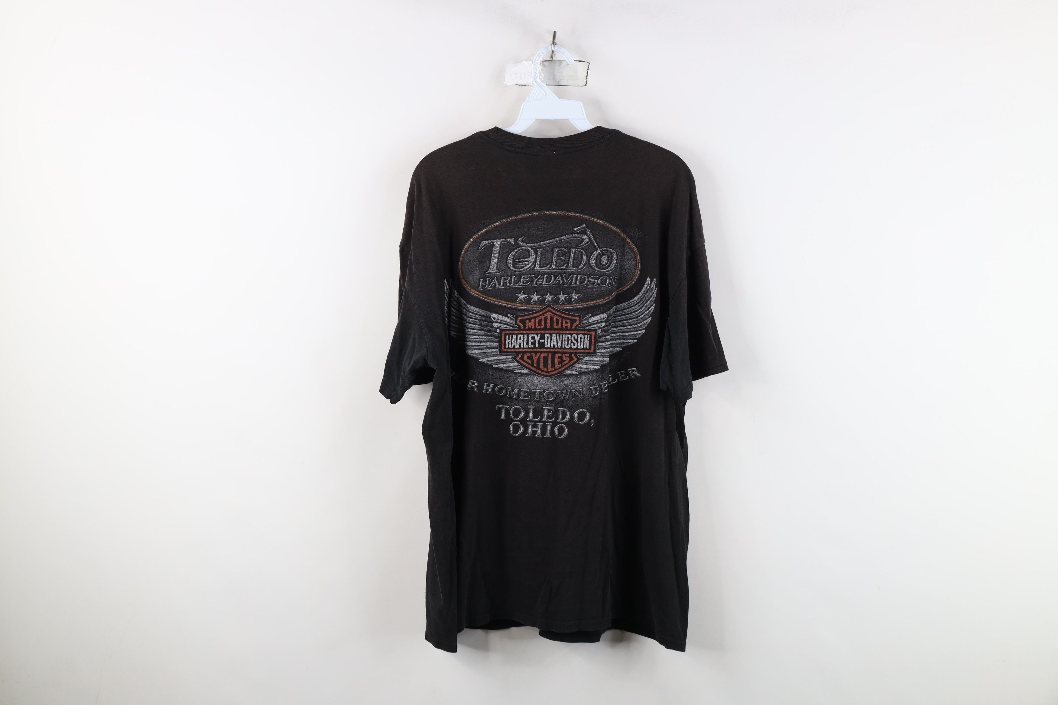 Harley Davidson Y2K Harley Davidson Spell Out Sun Faded T-Shirt Black Cotton Size US XL / EU 56 / 4 - 15 Thumbnail