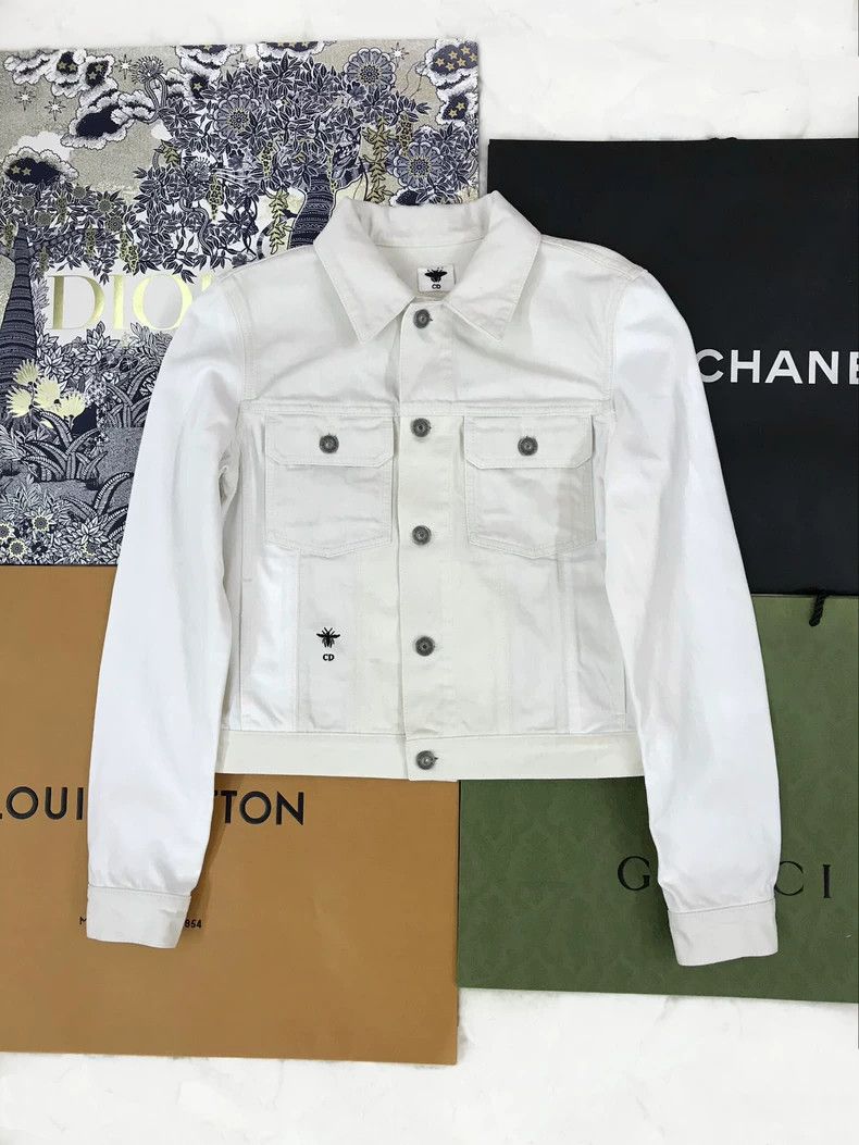 Dior Dior White Bee Denim Jacket Size US M / EU 48-50 / 2 - 1 Thumbnail