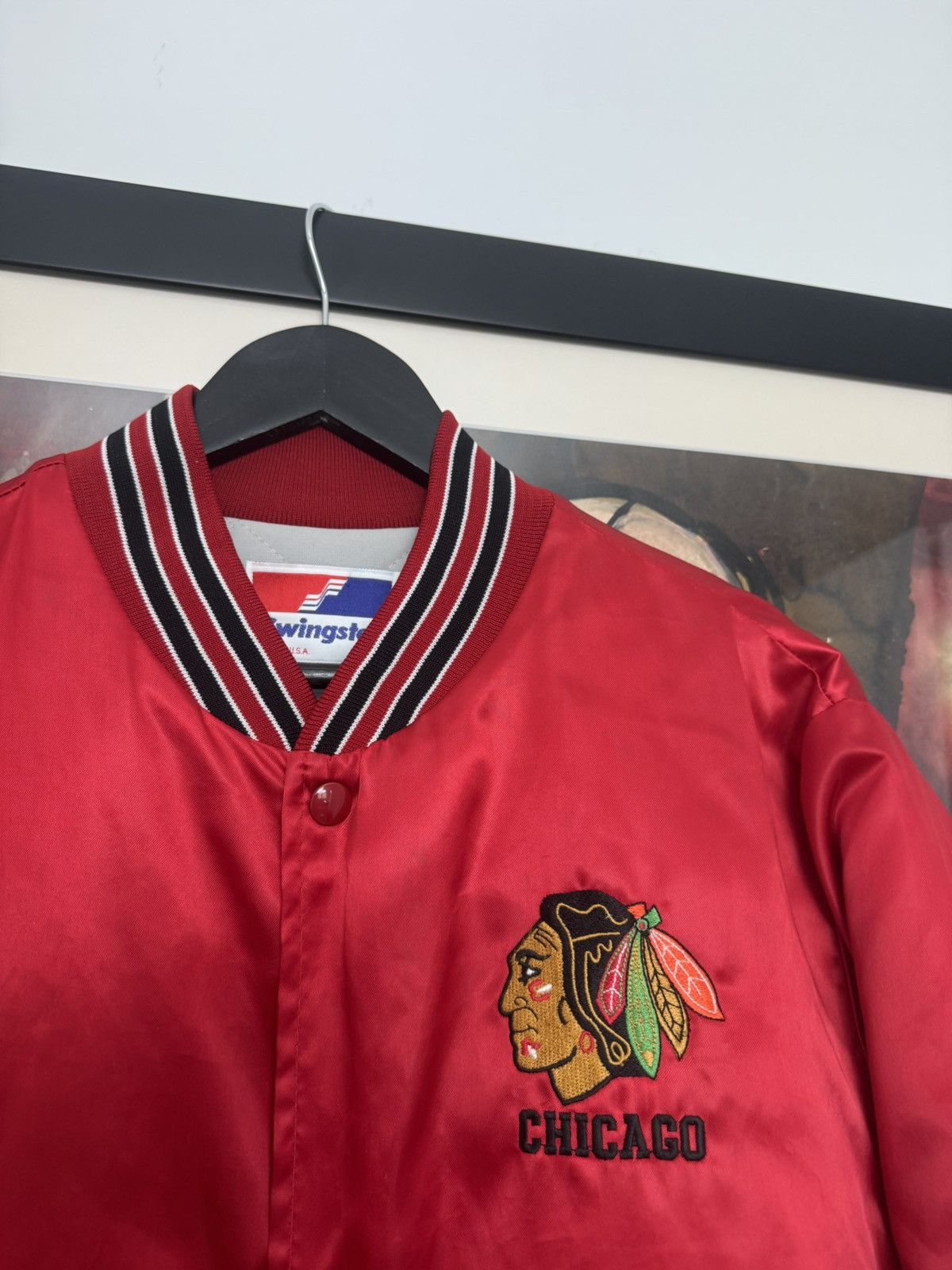 NHL Vintage 90s Chicago Blackhawks Bomber Jacket NHL Varsity Size US M / EU 48-50 / 2 - 2 Thumbnail