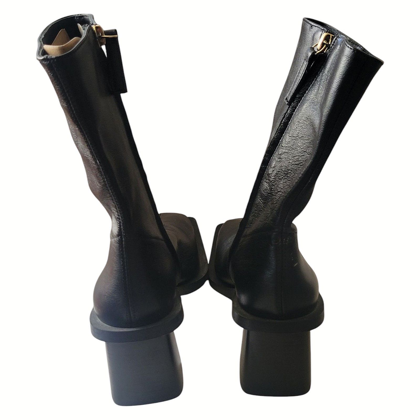 Zara ZARA WOMAN LEATHER HIGH BLOCK HEEL ANKLE BOOTS - Size 38 Size US 8 / IT 38 - 5 Thumbnail